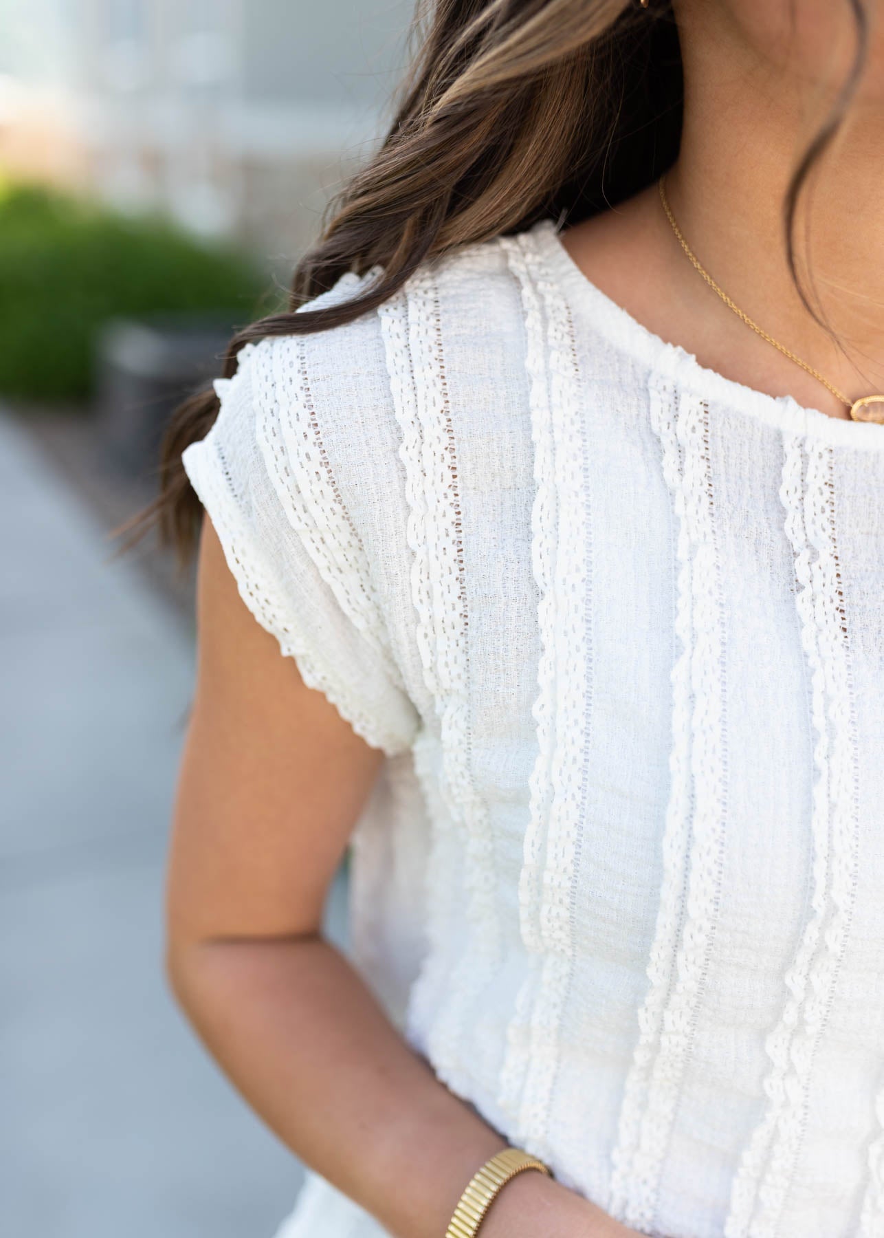 Ruth White Textured Top