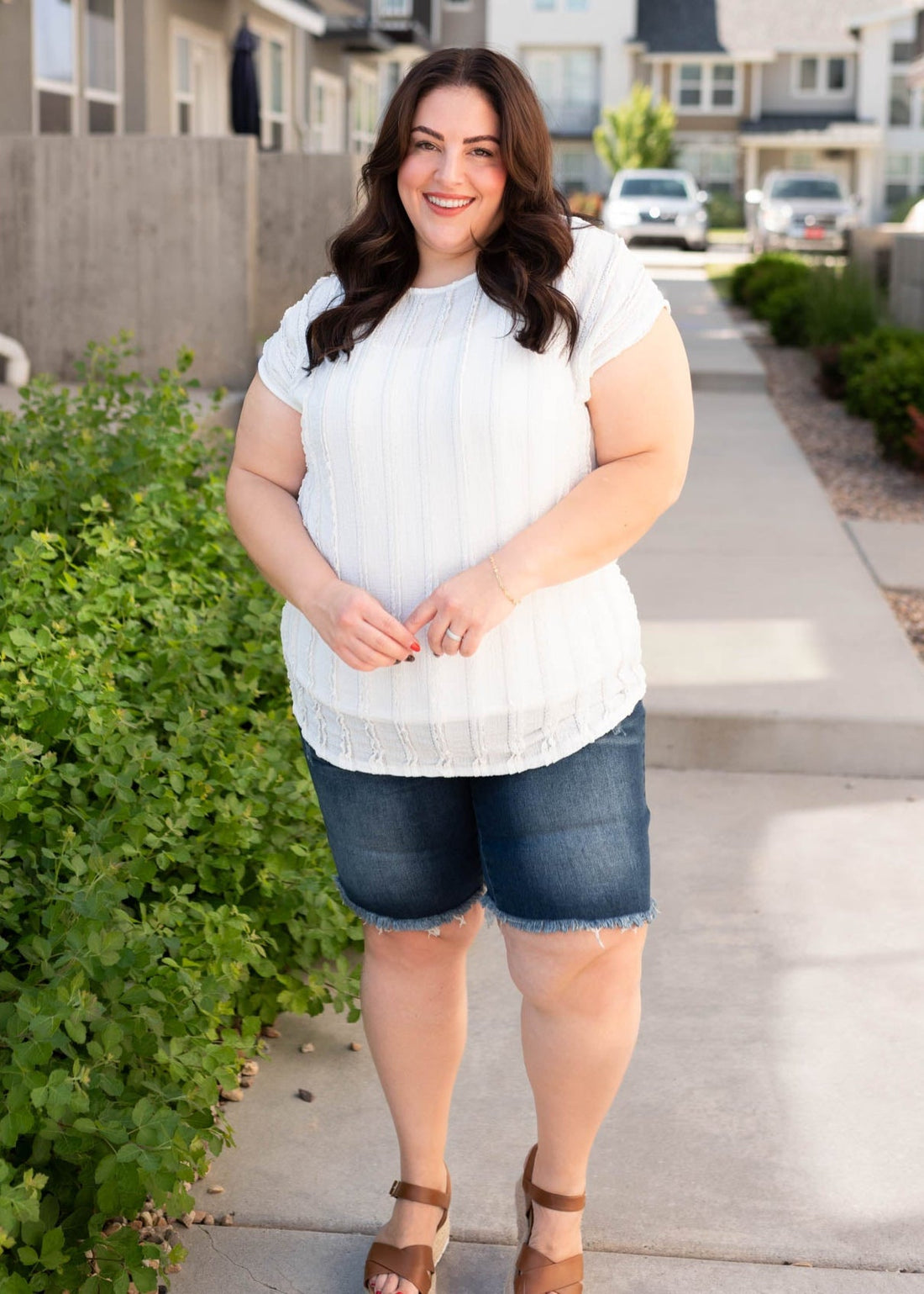 Ruth White Textured Top