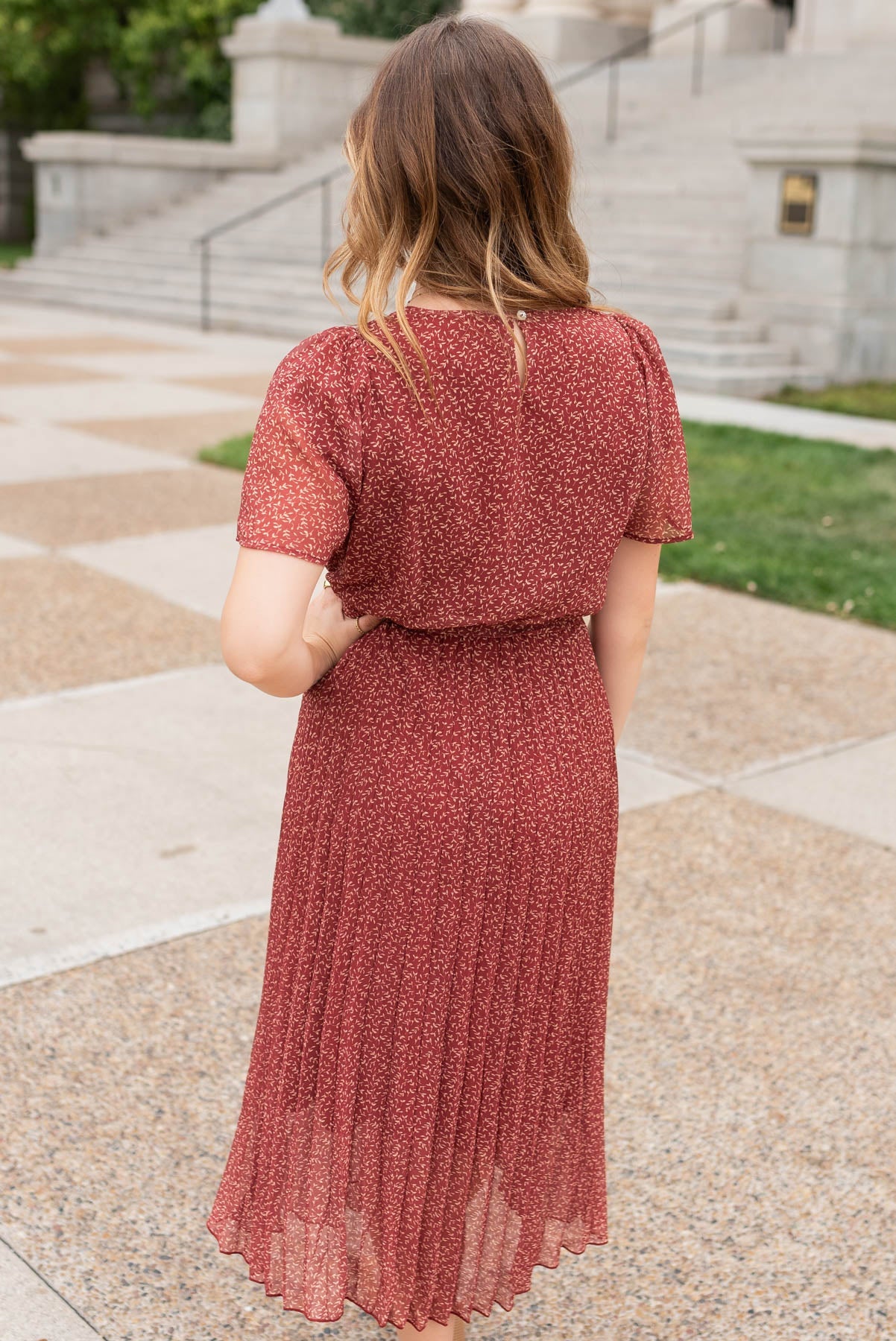 Ryanna Burgundy Pleated Tie Dress