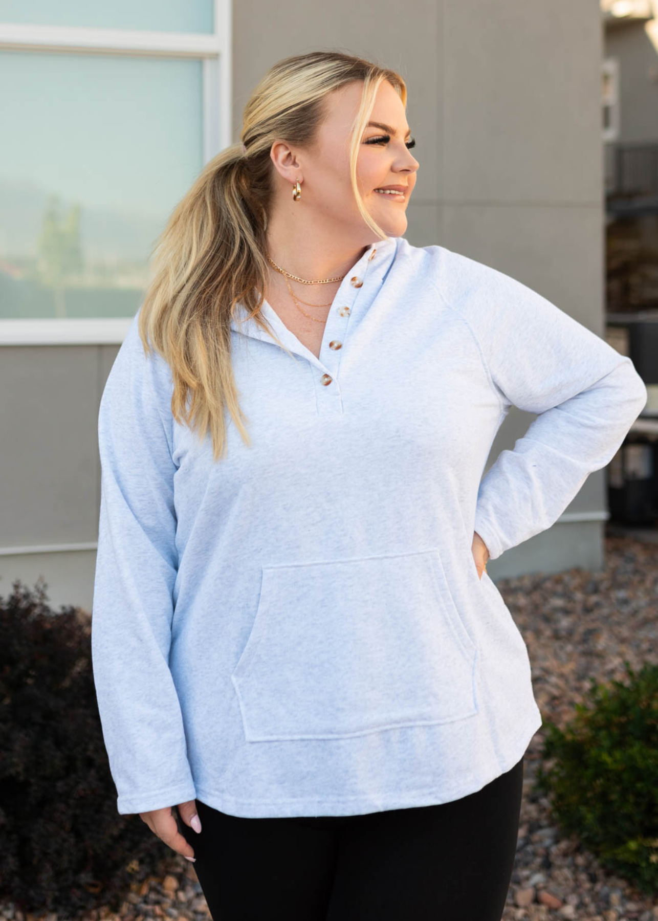 Sadie Grey Buttoned Hoodie