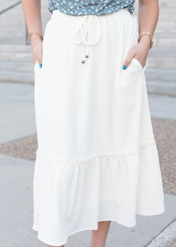 Sadie Ivory Textured Skirt