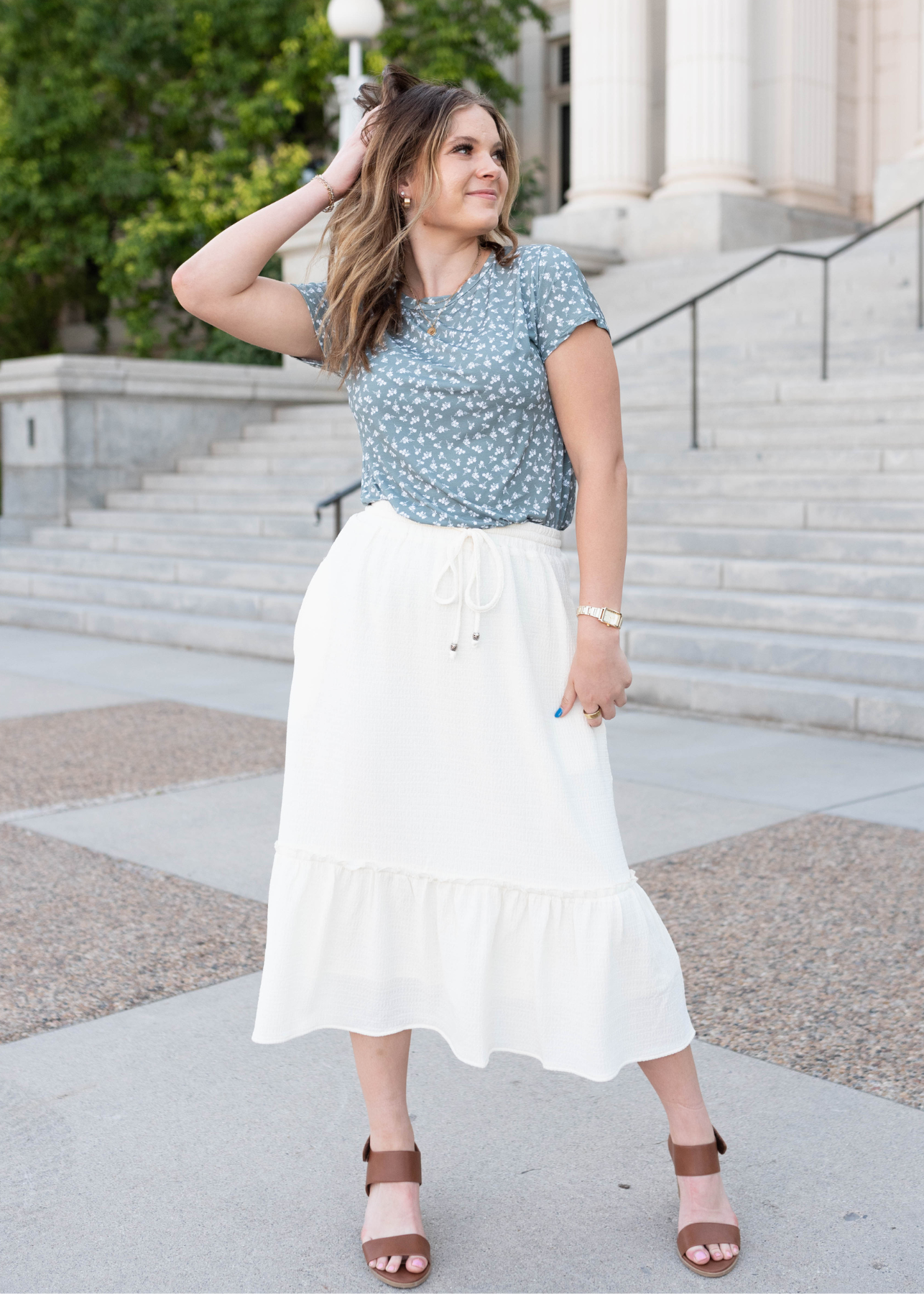 Sadie Ivory Textured Skirt