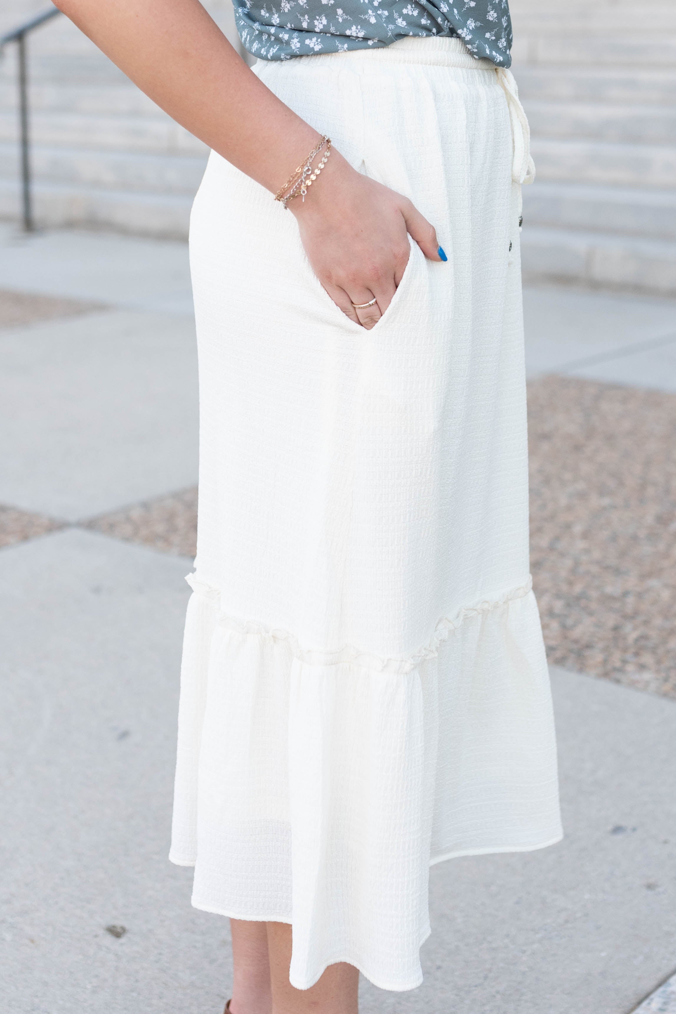 Sadie Ivory Textured Skirt