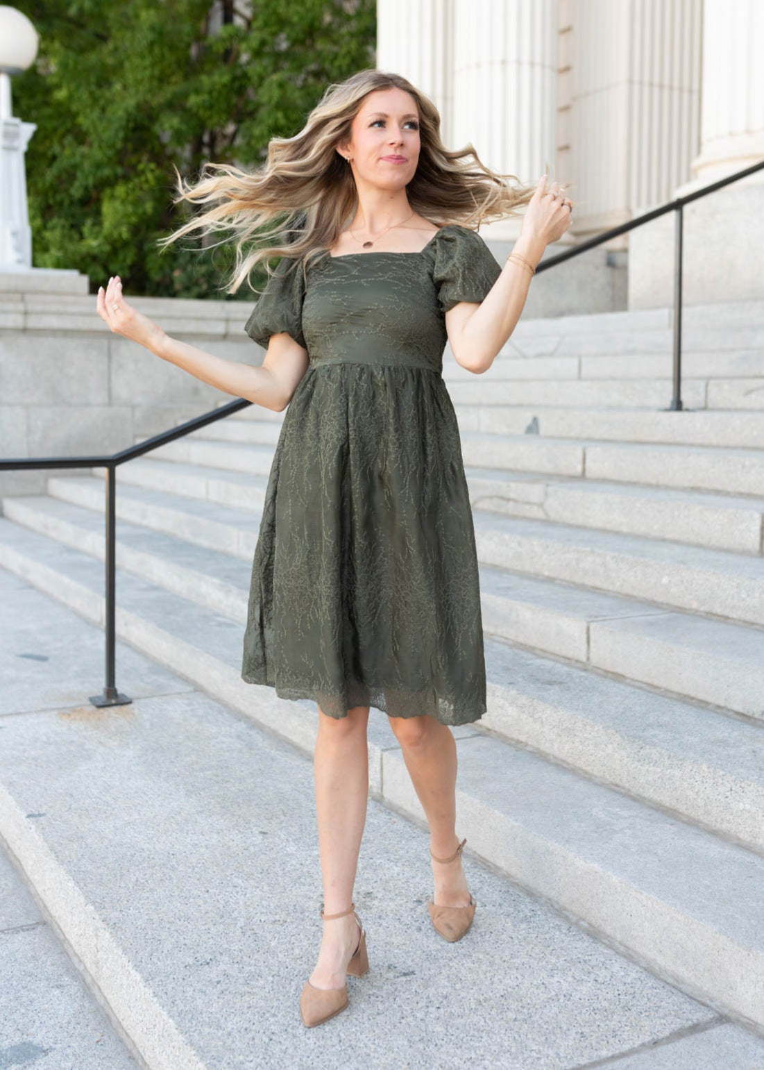 Sally Olive Embroidered Square Neck Dress