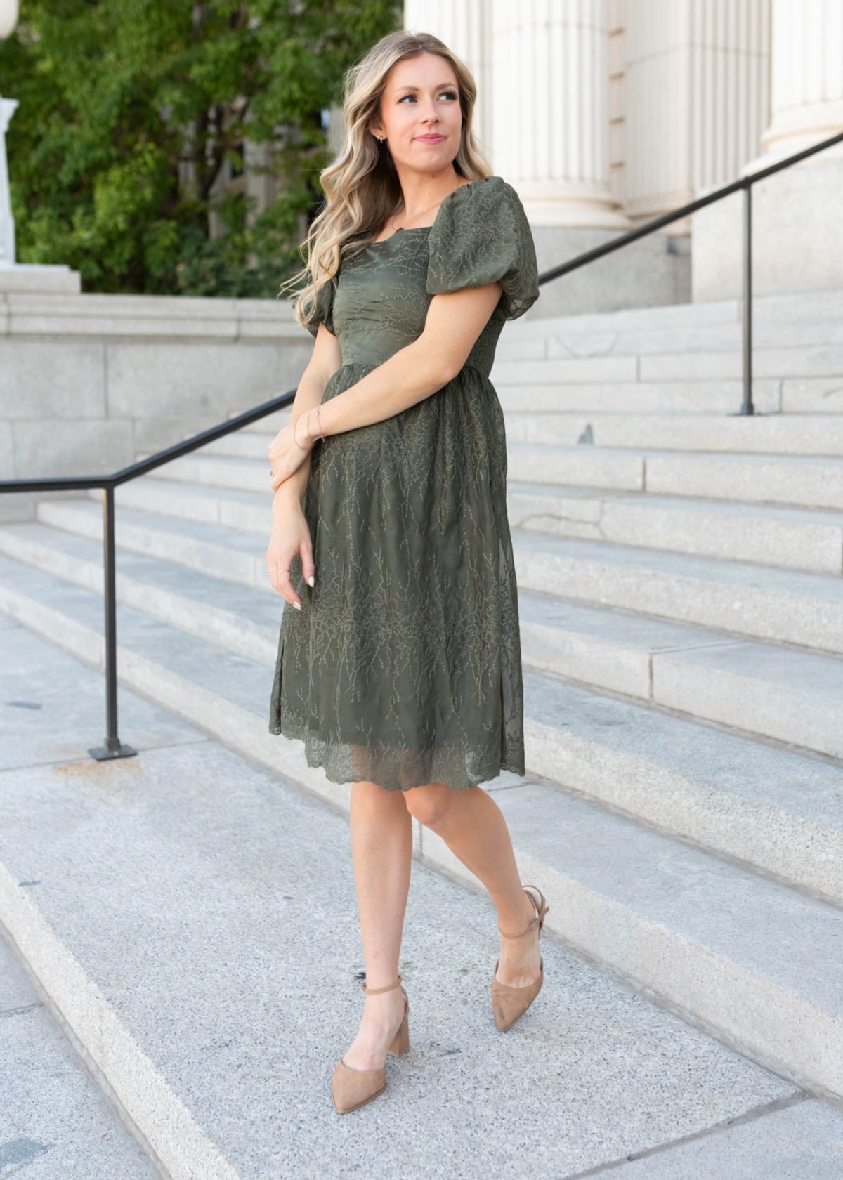 Sally Olive Embroidered Square Neck Dress