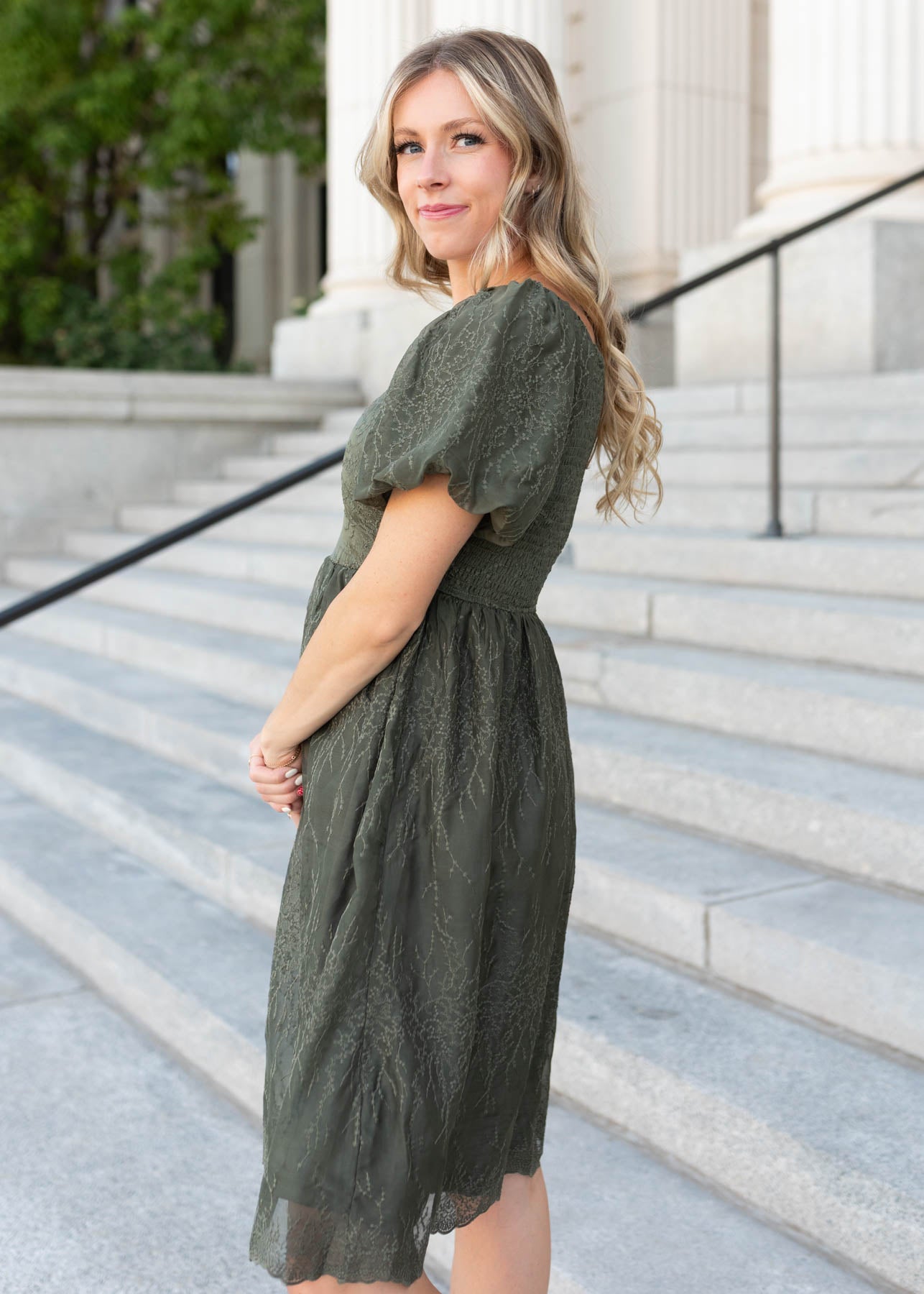 Sally Olive Embroidered Square Neck Dress