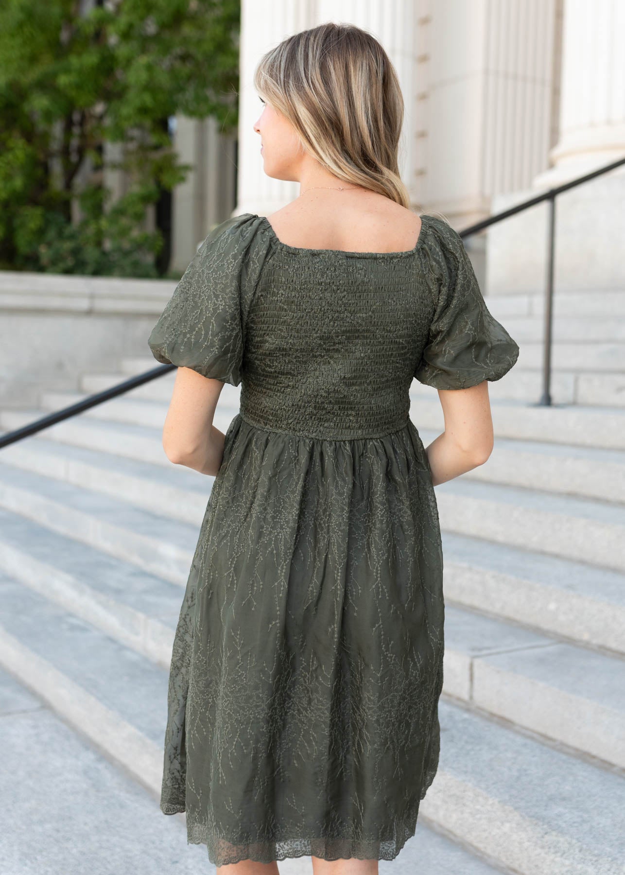 Sally Olive Embroidered Square Neck Dress