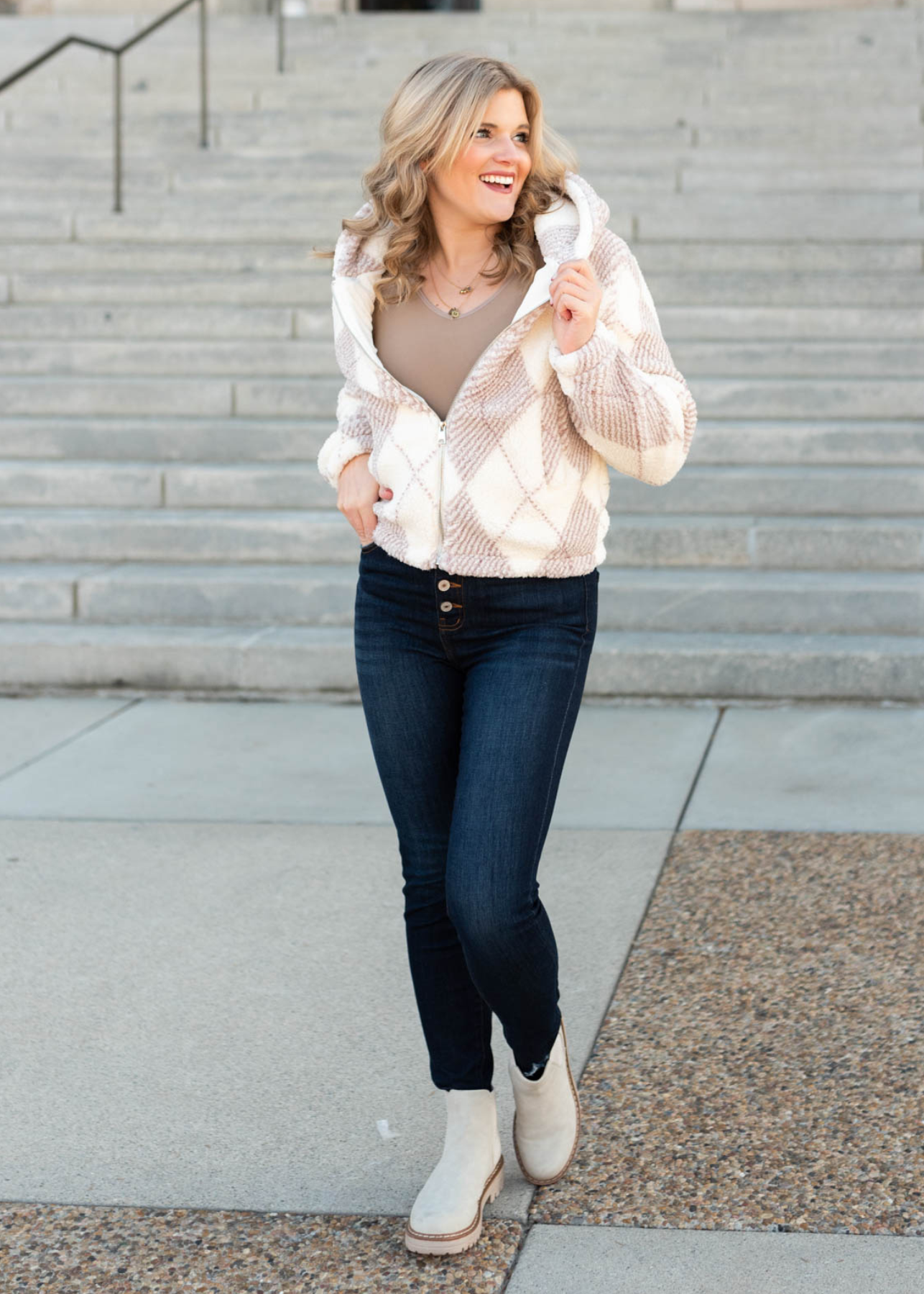 Sally Pink Plaid Sherpa