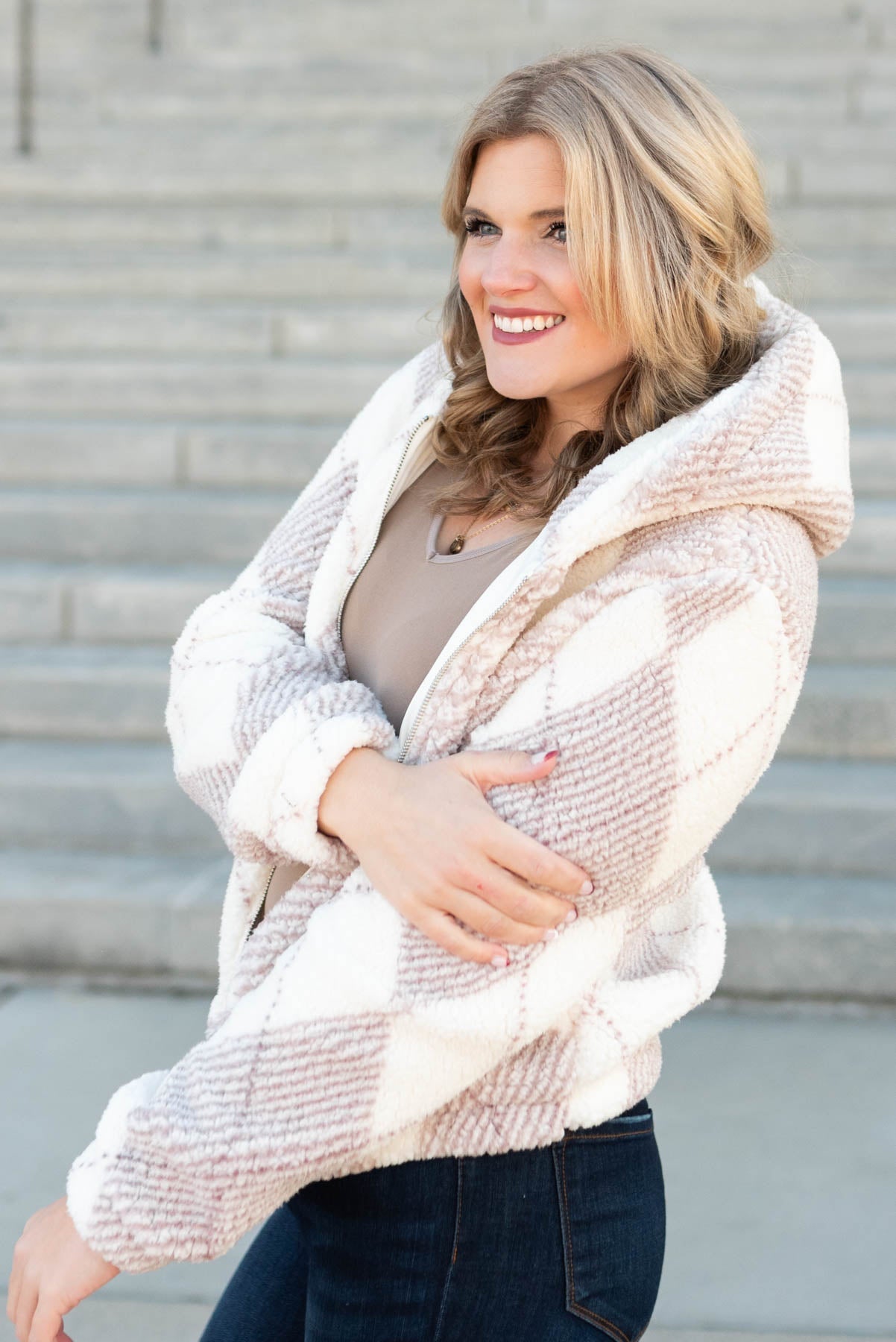 Sally Pink Plaid Sherpa