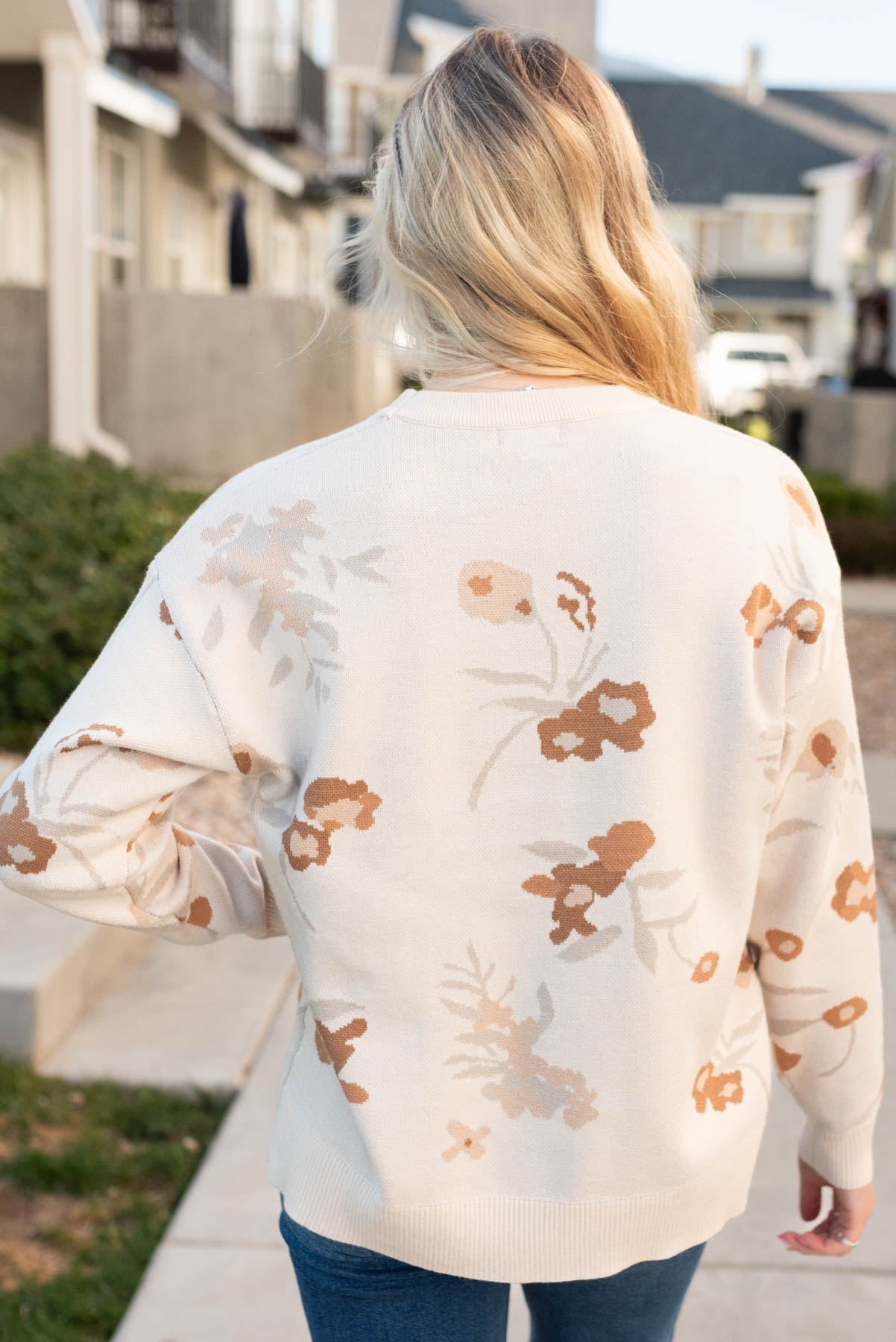 Samantha Oatmeal Floral Sweater