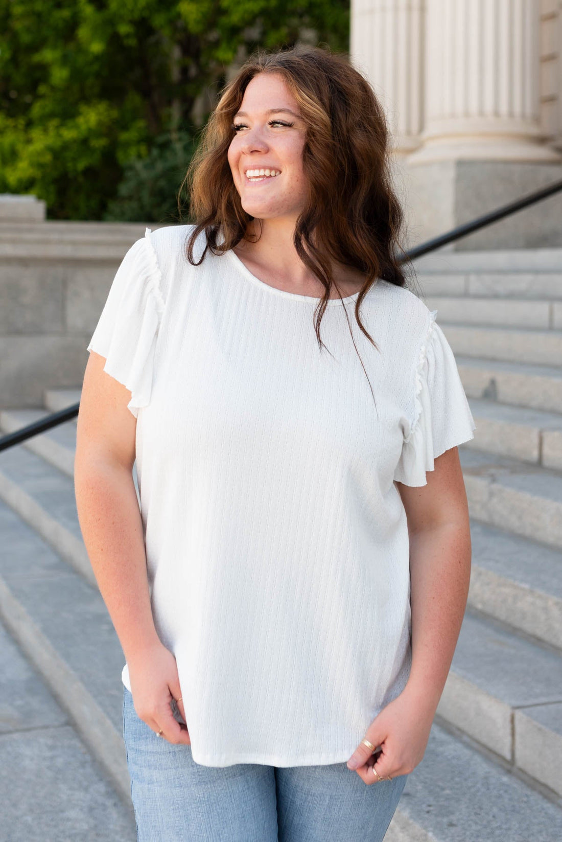 Samaria Off White Textured Top