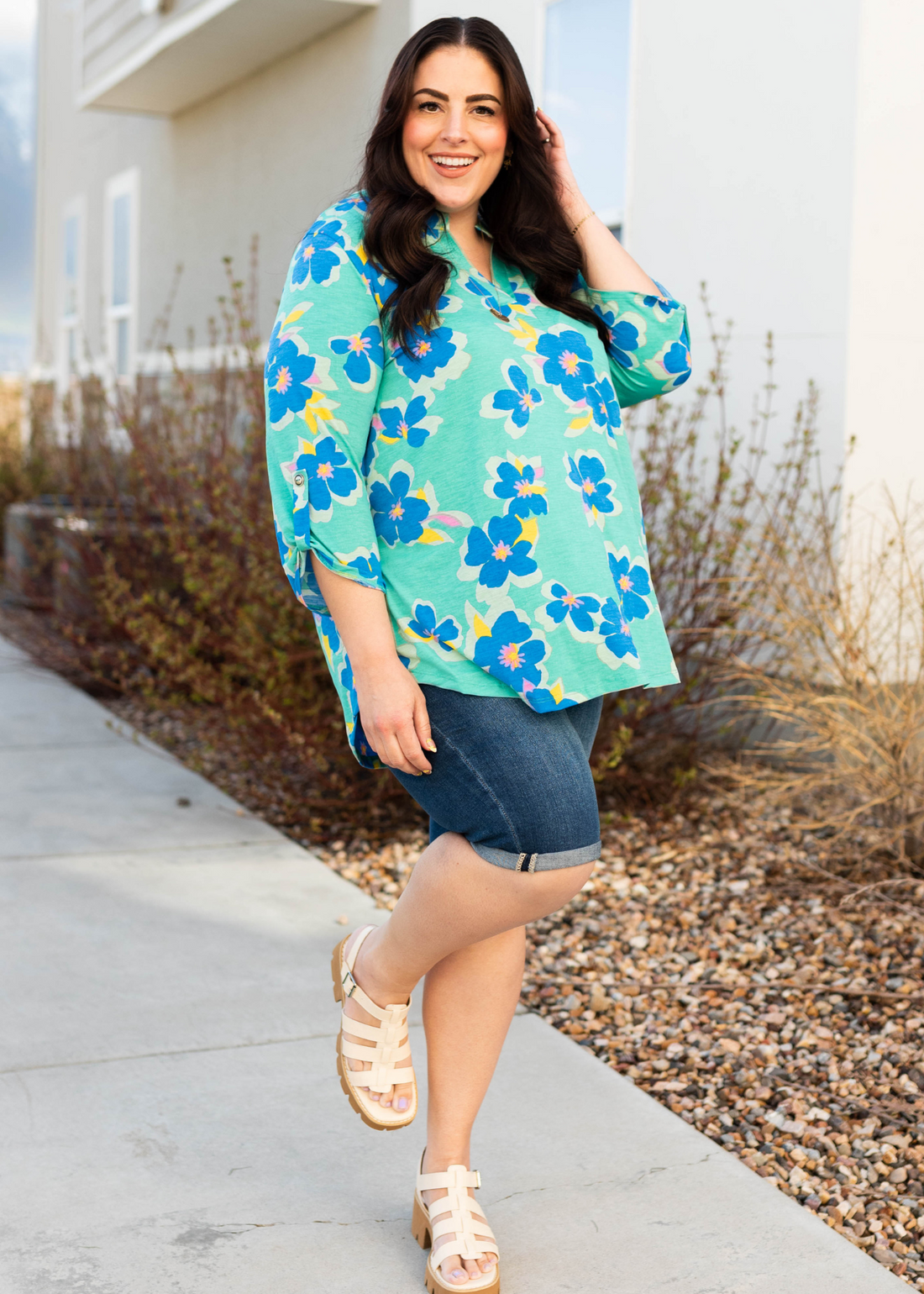 Sandra Green Floral Top
