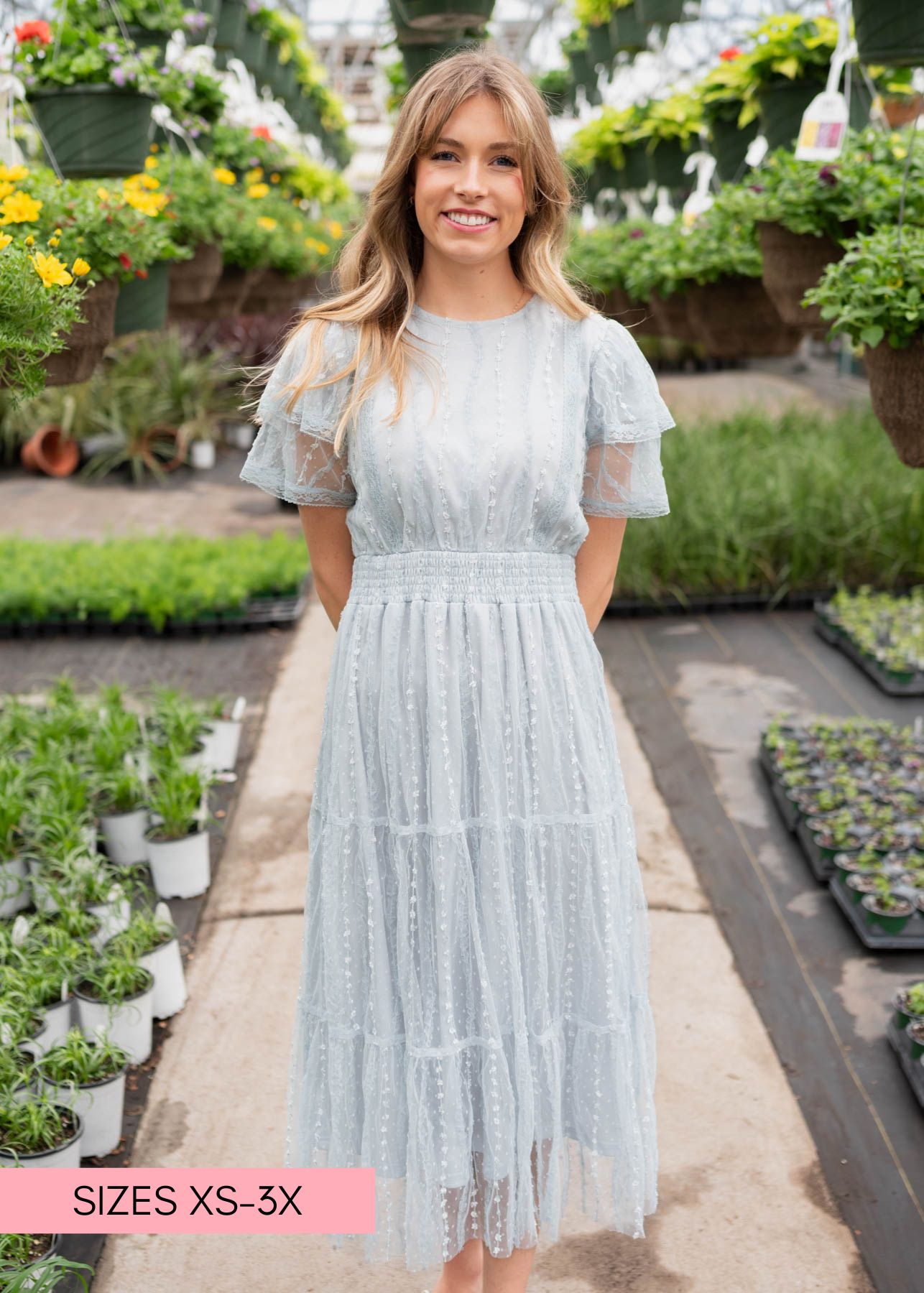 Sarah Dusty Blue Lace Dress