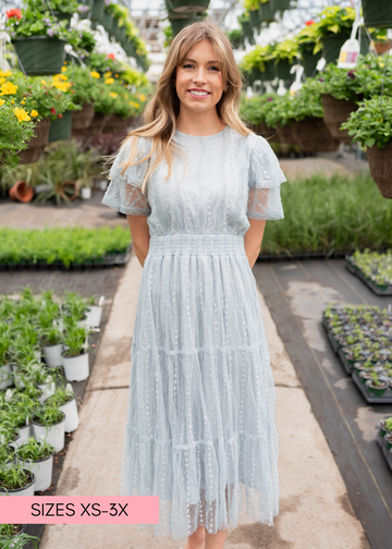Sarah Dusty Blue Lace Dress