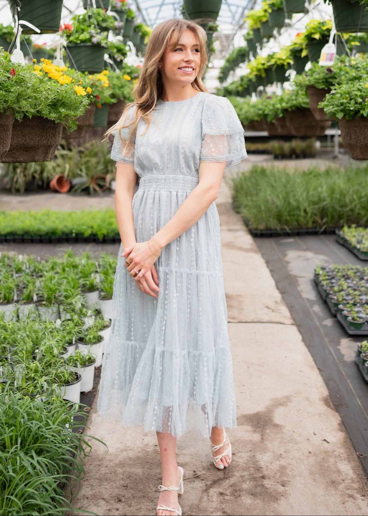 Sarah Dusty Blue Lace Dress