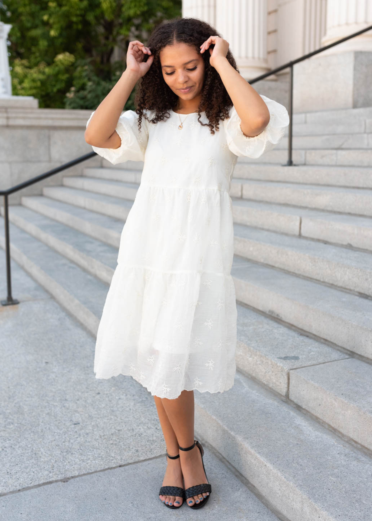 Sarai Cream Floral Puff Sleeve Dress