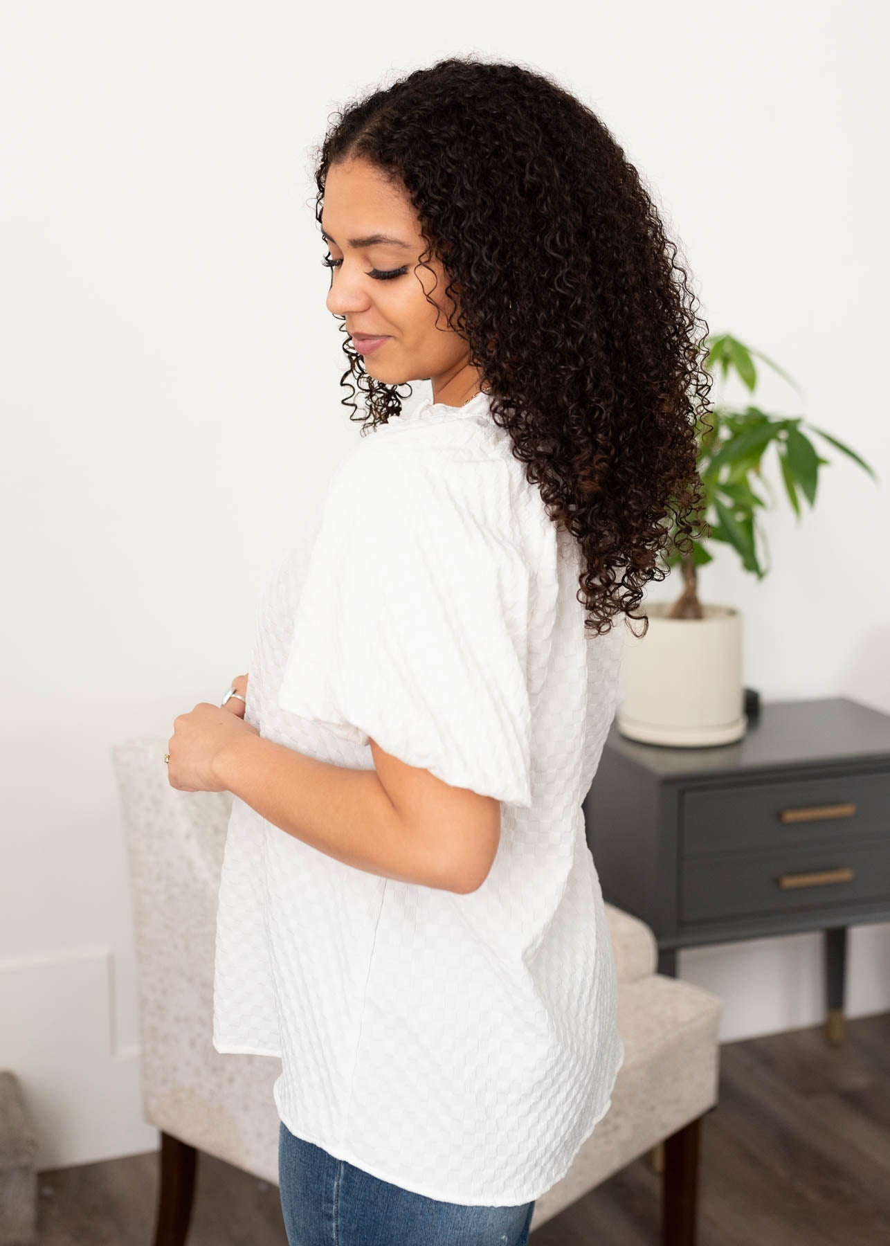 Sariah White Textured Top
