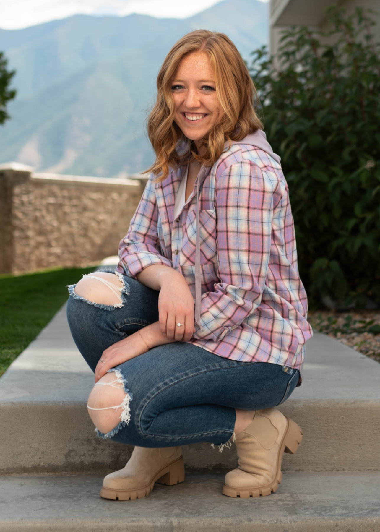 Sasha Lavender Plaid Top