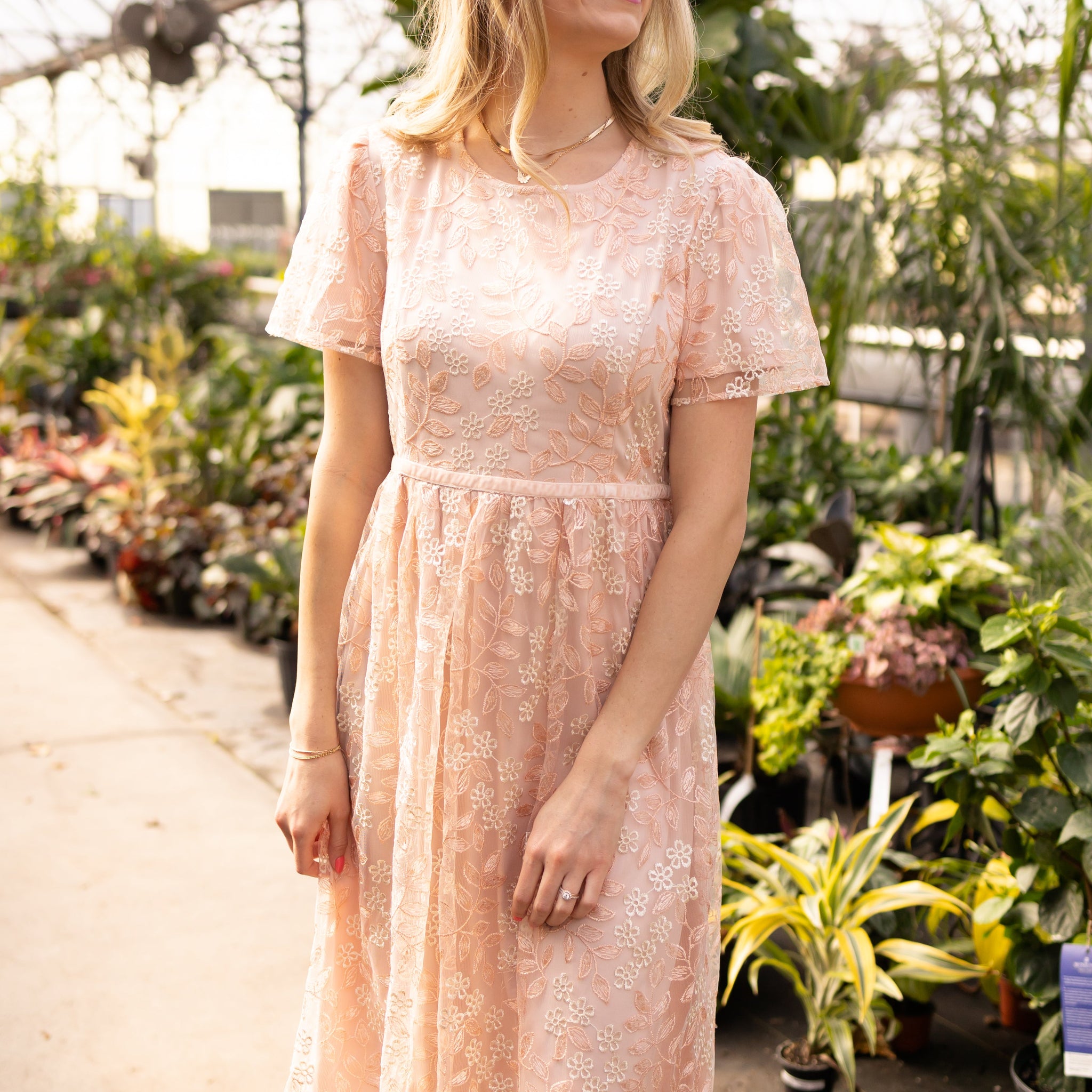 Sayori Peach Floral Dress