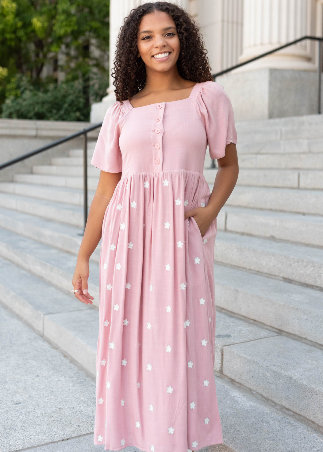 Selene Blush Embroidered Dress