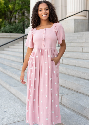 Selene Blush Embroidered Dress