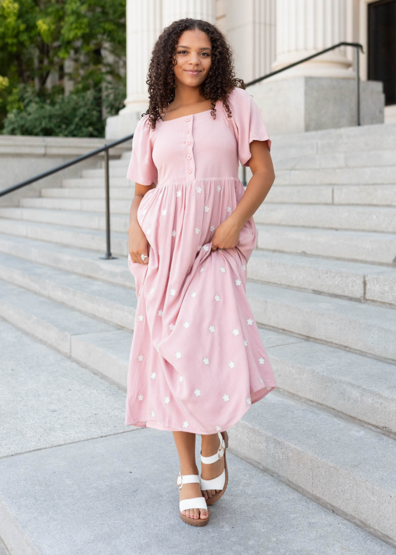 Selene Blush Embroidered Dress