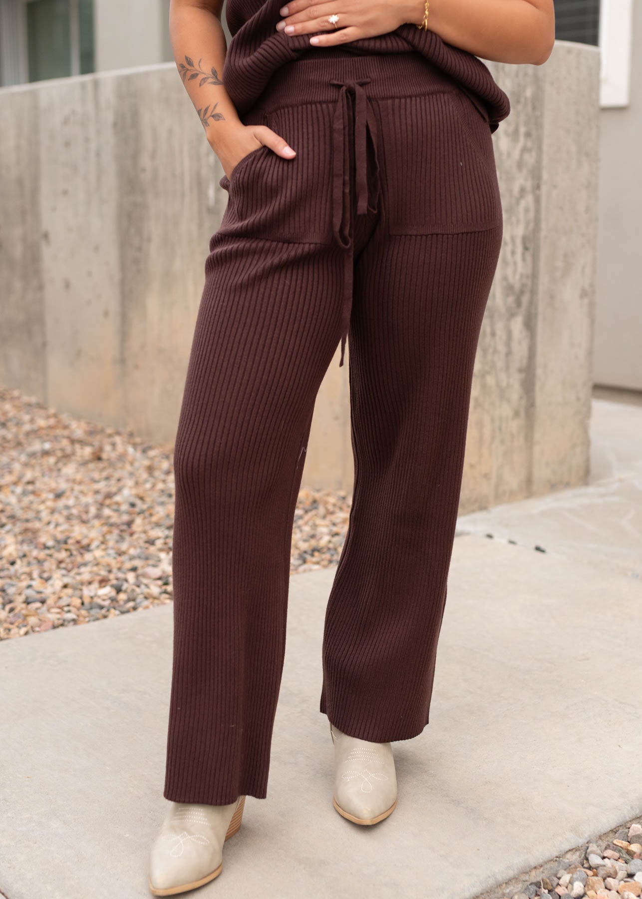 Selene Brown Ribbed Bottoms