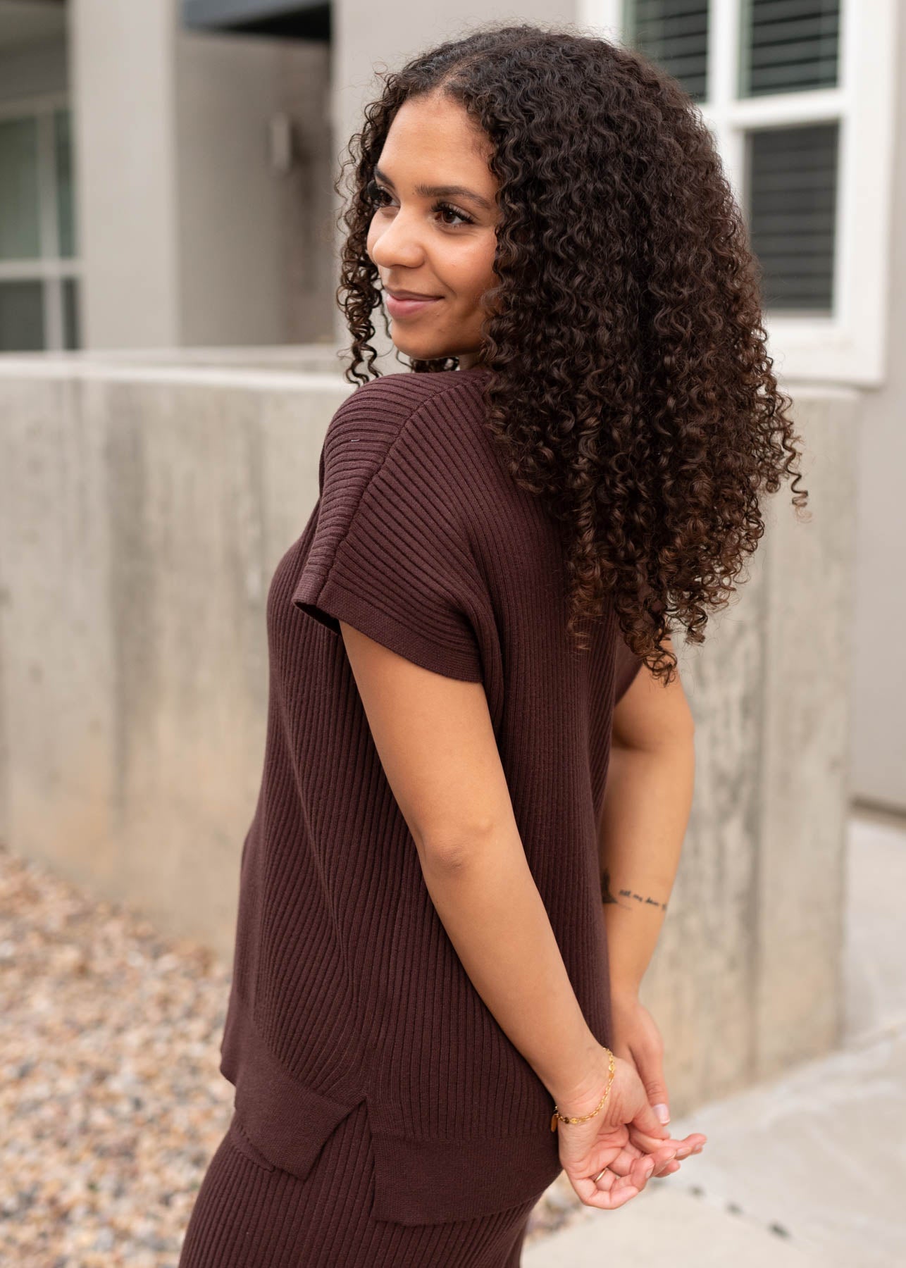 Selene Brown Ribbed Sweater