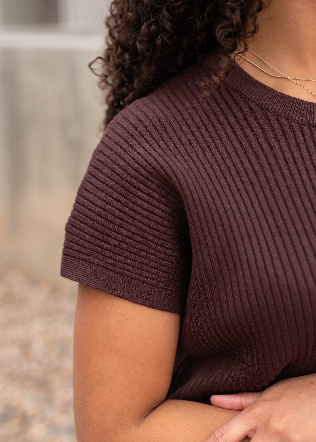 Selene Brown Ribbed Sweater