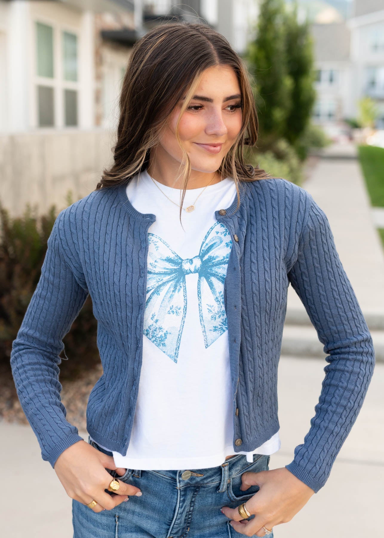 Serena Blue Bow Graphic Tee