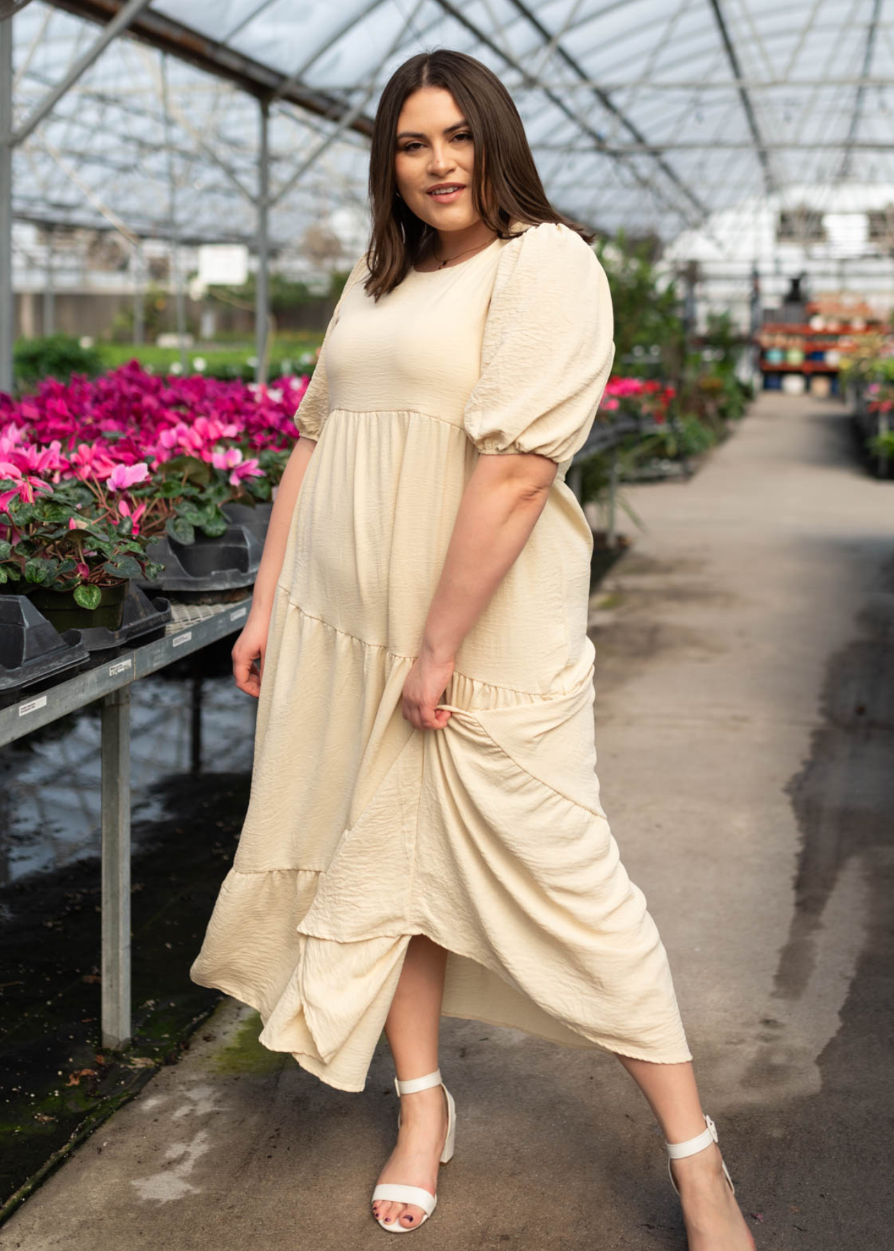 Serenity Taupe Tiered Dress