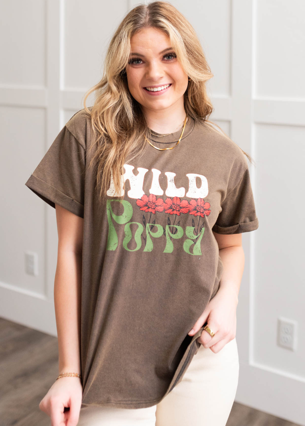 Shanay Charcoal Wild Poppy T Shirt