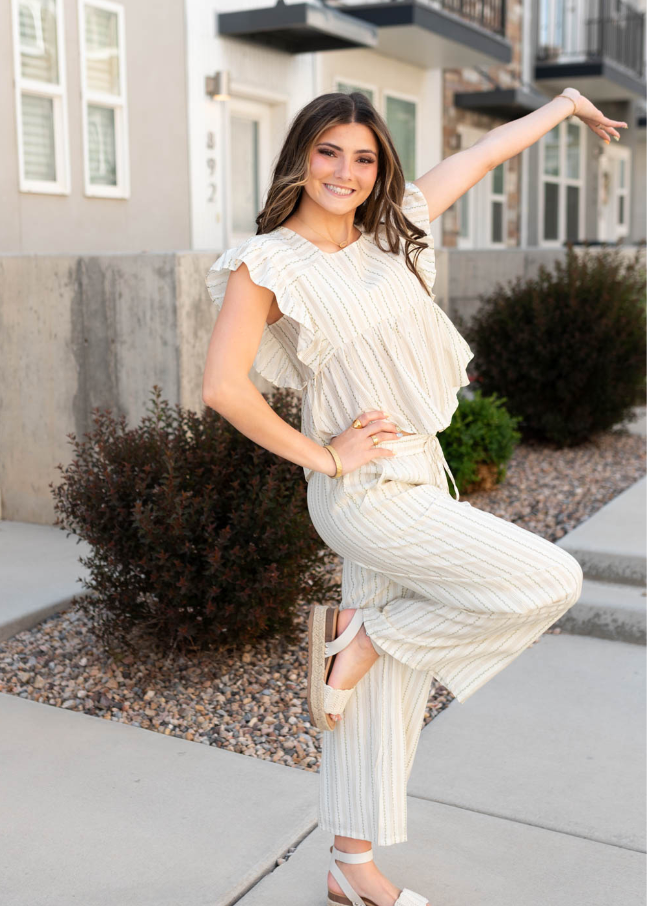 Shanna Cream Floral Pinstripe Top