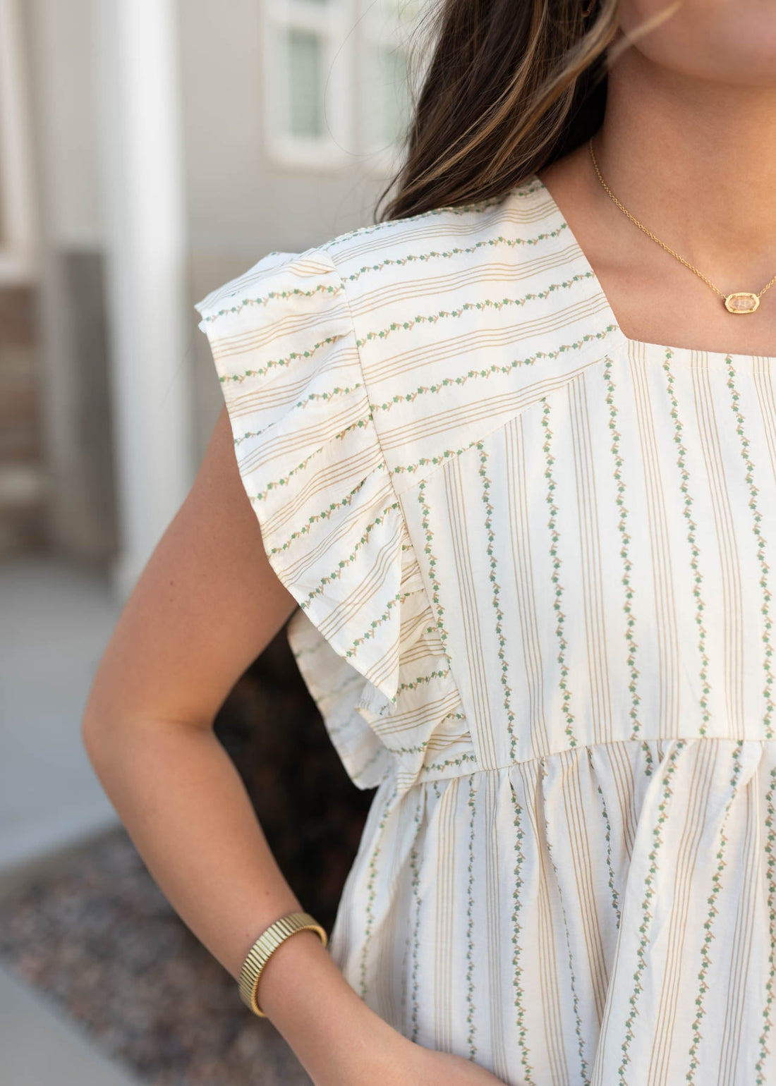 Shanna Cream Floral Pinstripe Top