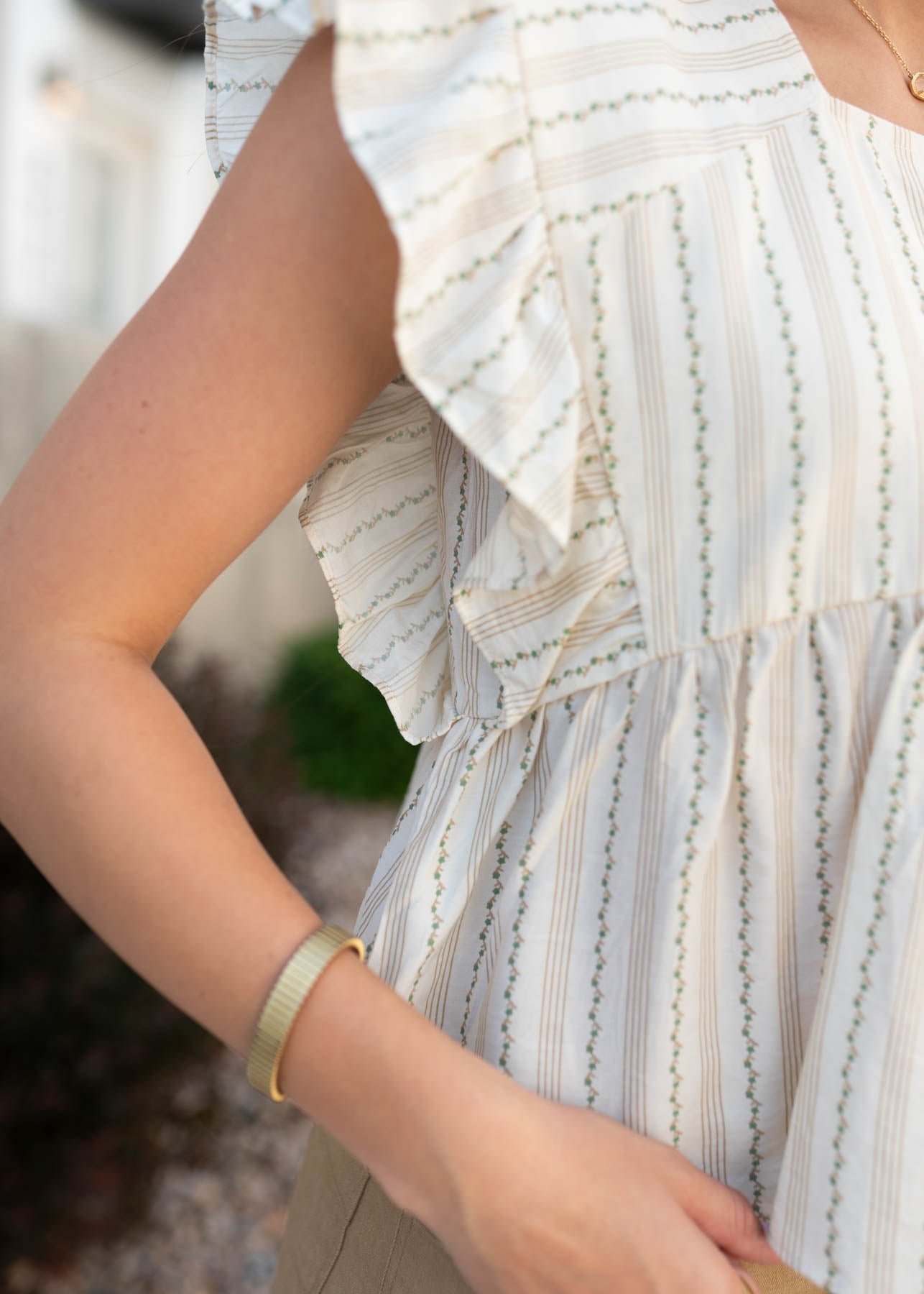 Shanna Cream Floral Pinstripe Top