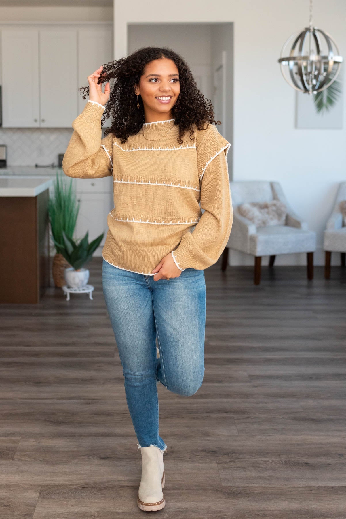 Sharie Taupe Stripe Sweater