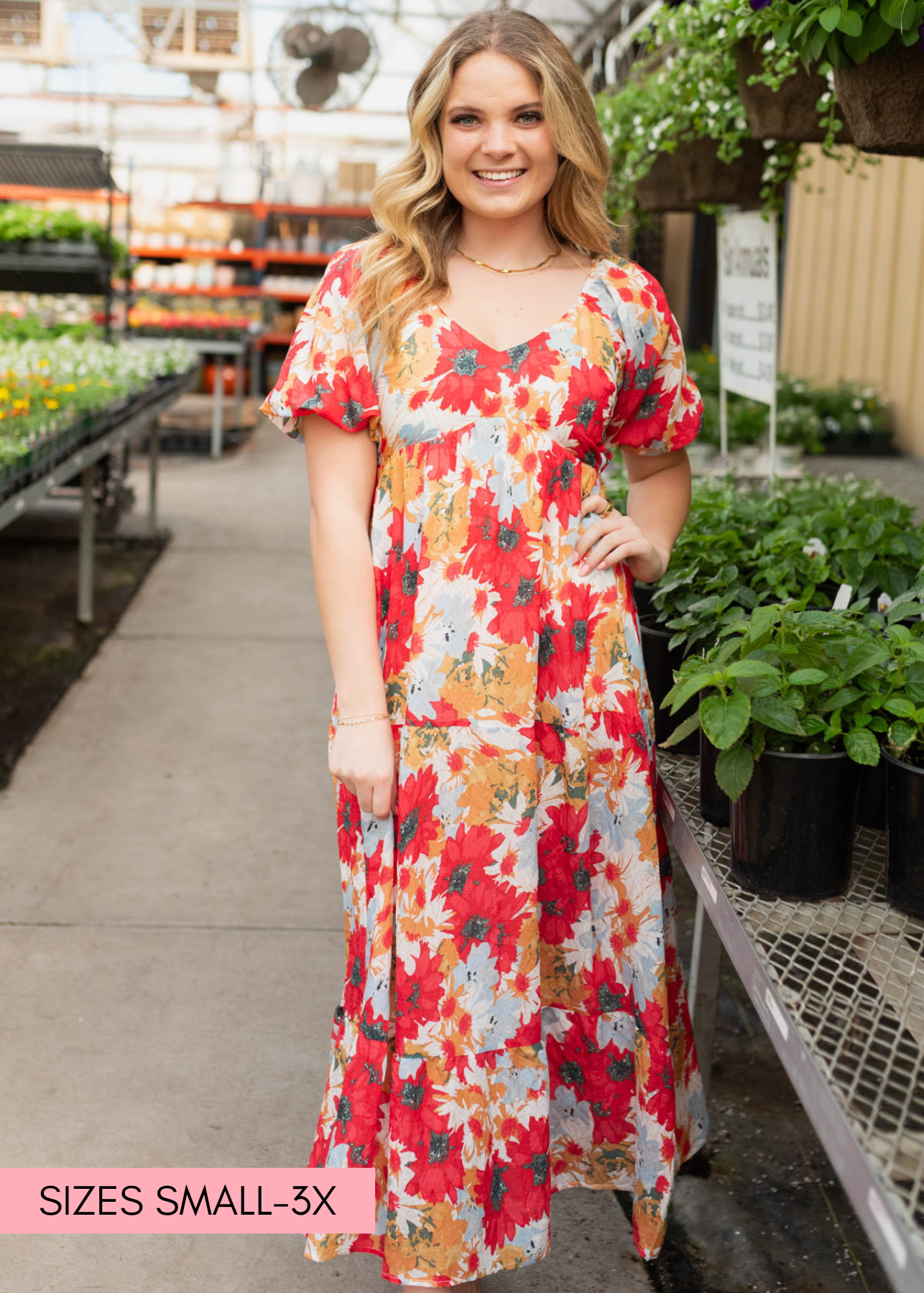 Shayla Red Floral Dress