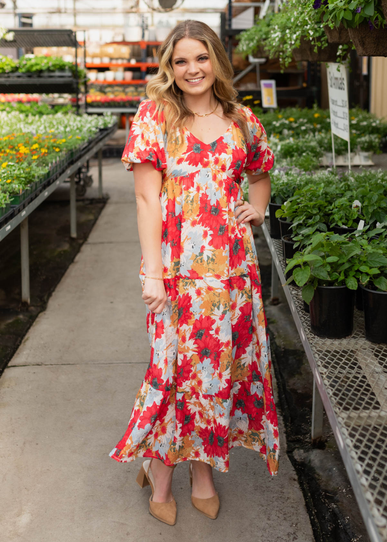 Shayla Red Floral Dress