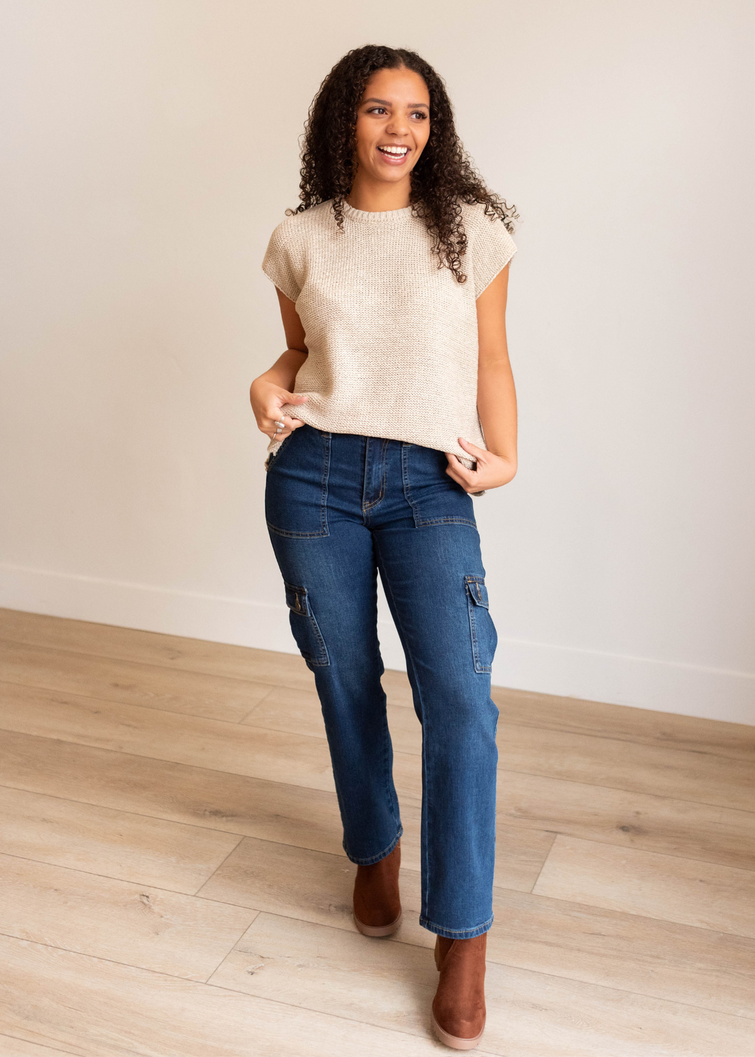 Shayla Sand Biege Sweater Vest