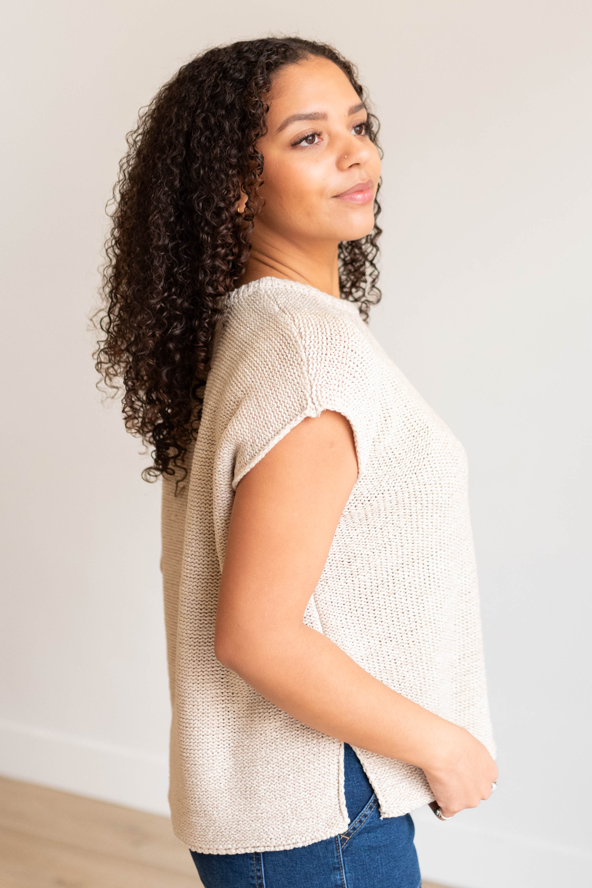 Shayla Sand Biege Sweater Vest