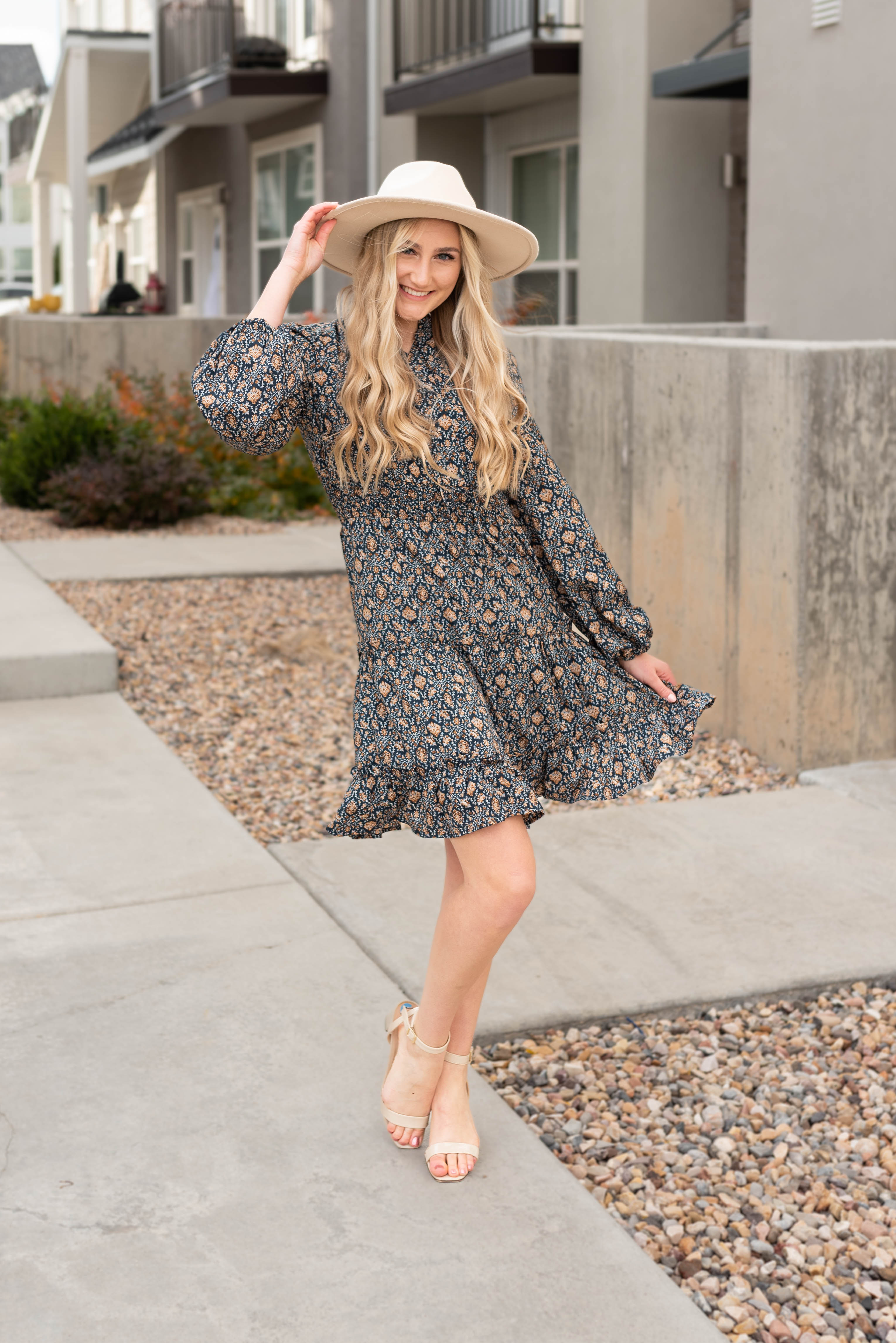 Shelbie Navy Patterned Dress