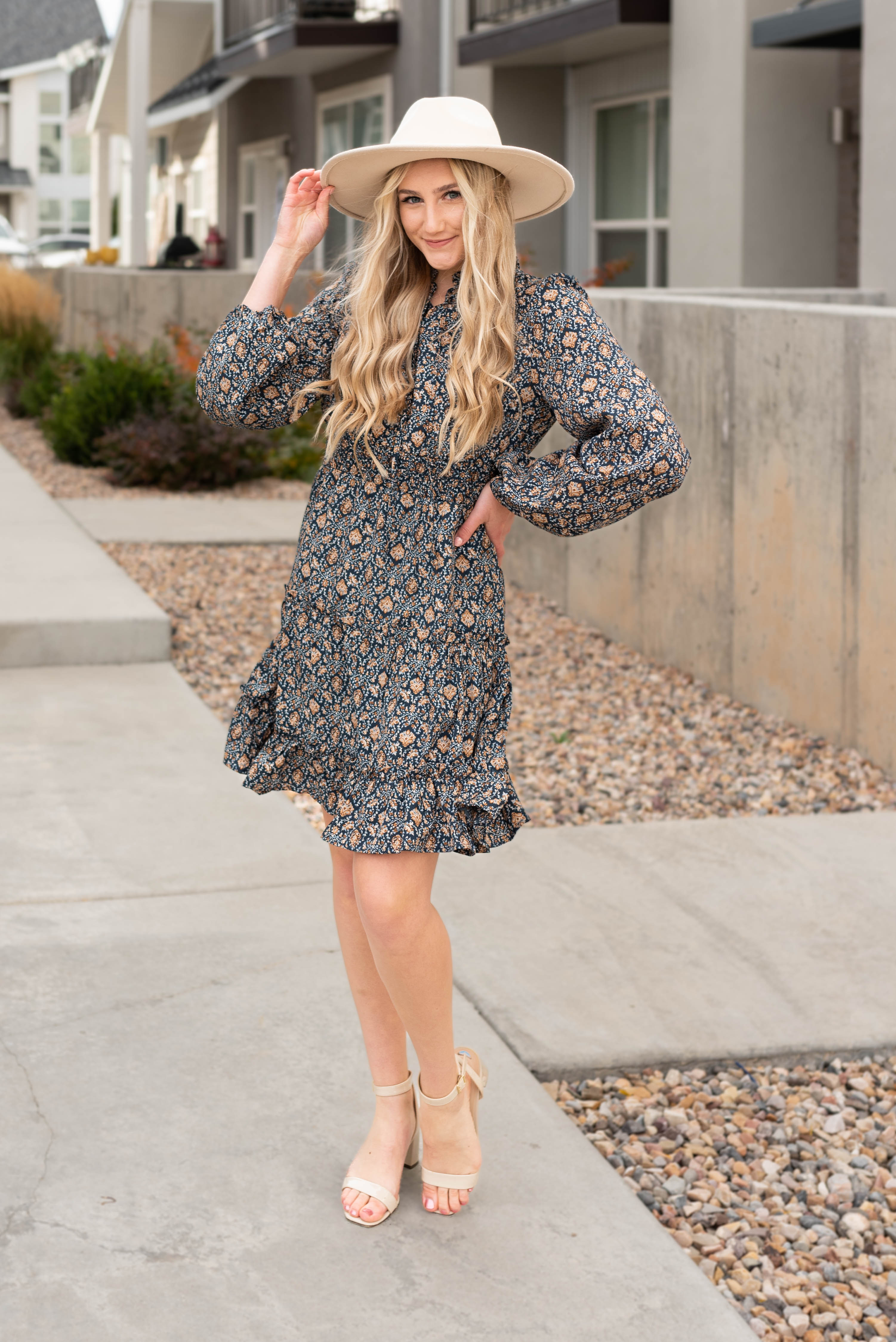 Shelbie Navy Patterned Dress