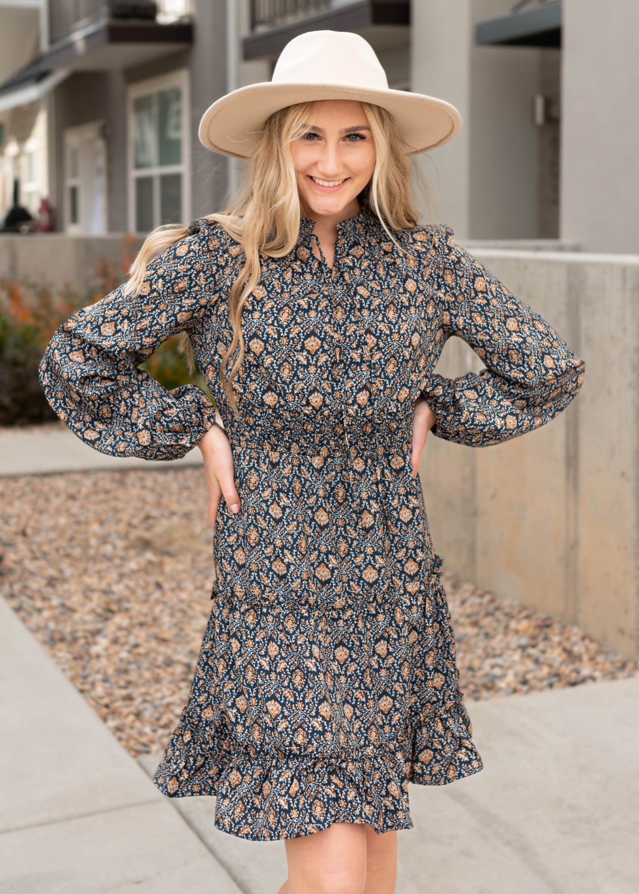 Shelbie Navy Patterned Dress