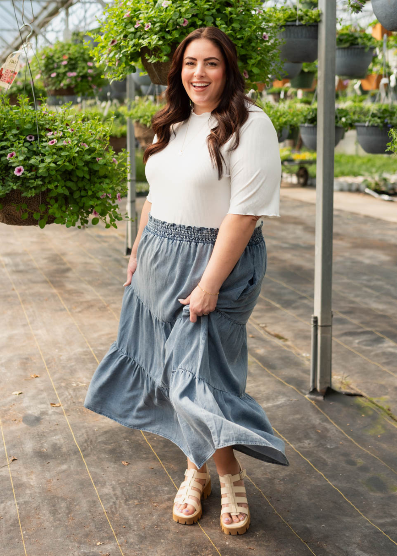 Shelby Denim Blue Tiered Skirt