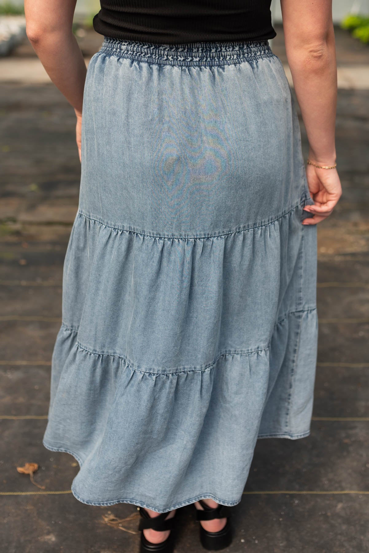 Shelby Denim Blue Tiered Skirt