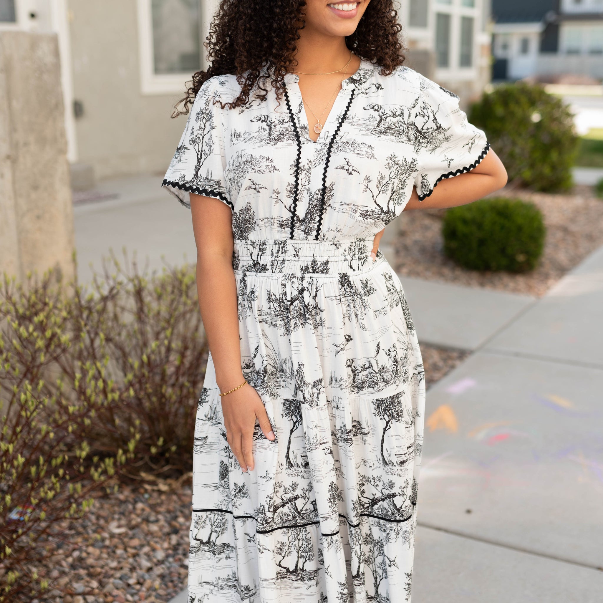Sidney Black Print Tiered Dress