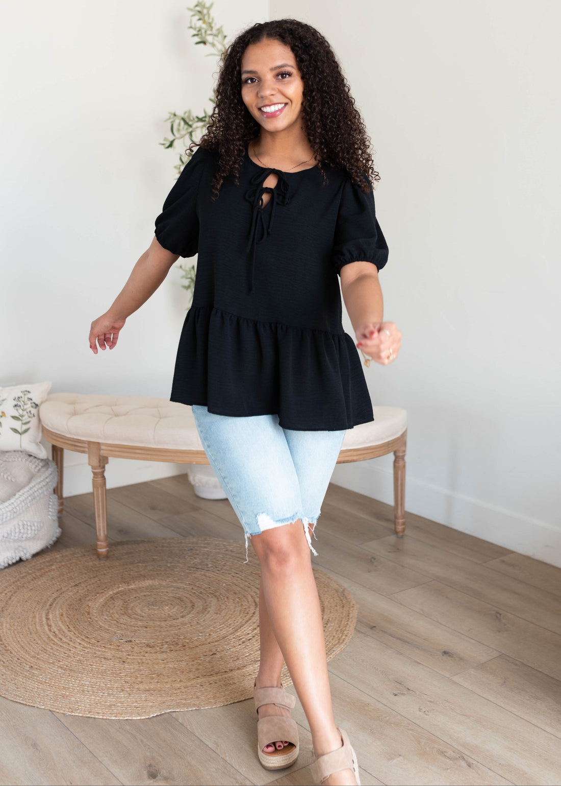 Sirena Black Tiered Blouse