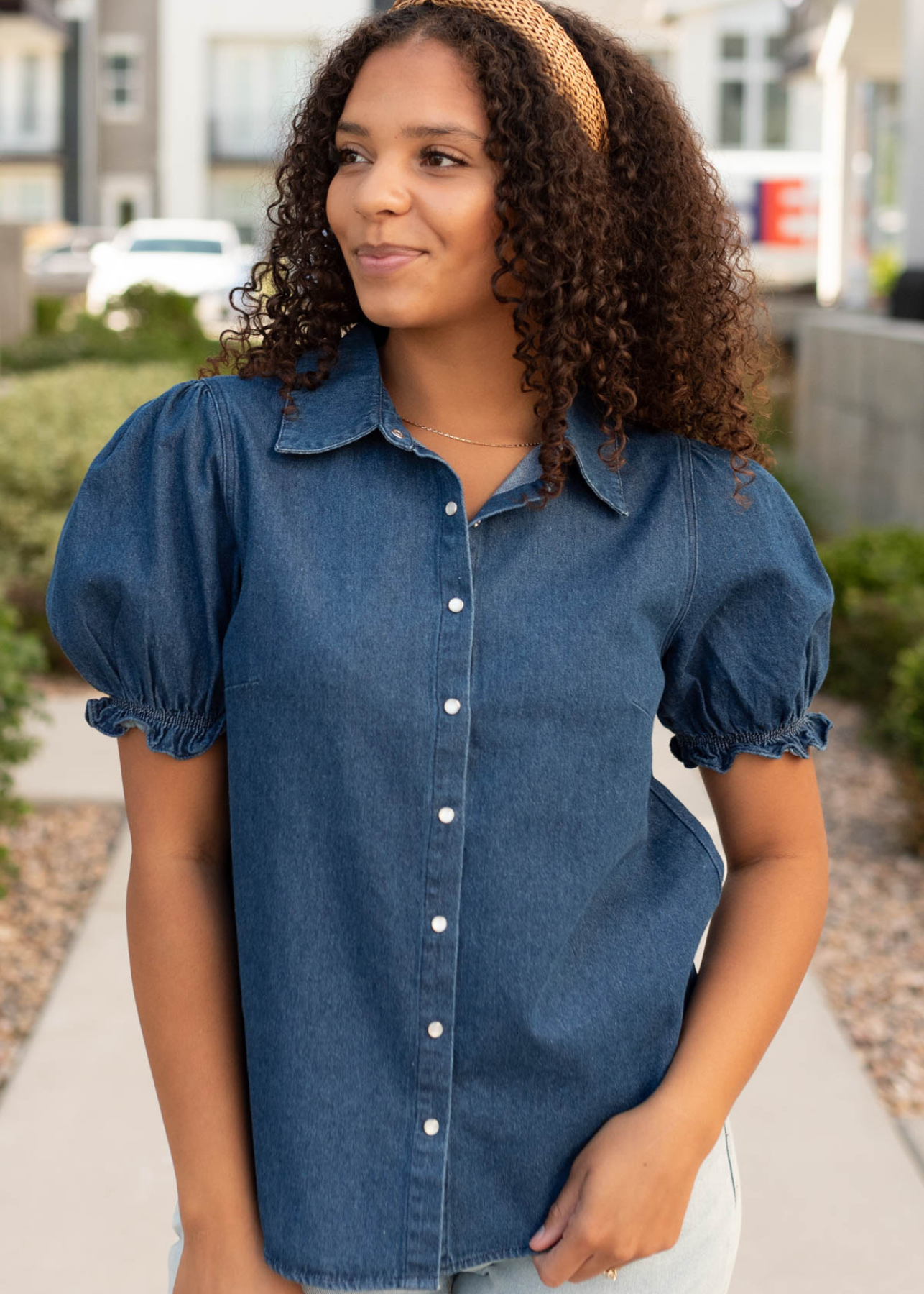 Skylar Denim Puff Sleeve Top