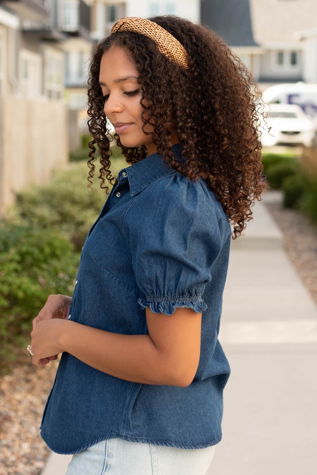 Skylar Denim Puff Sleeve Top