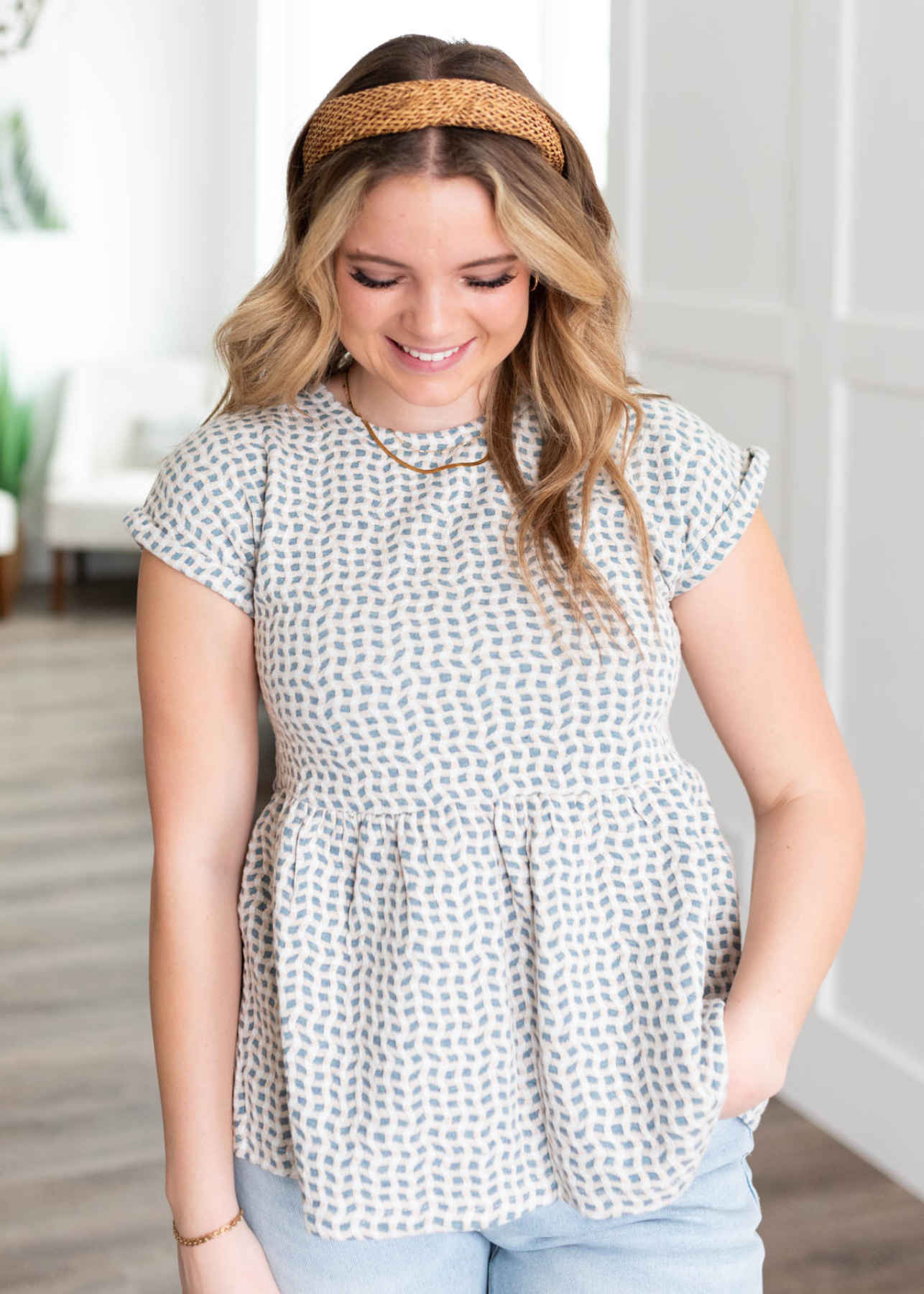 Sloane Blue Patterned Top